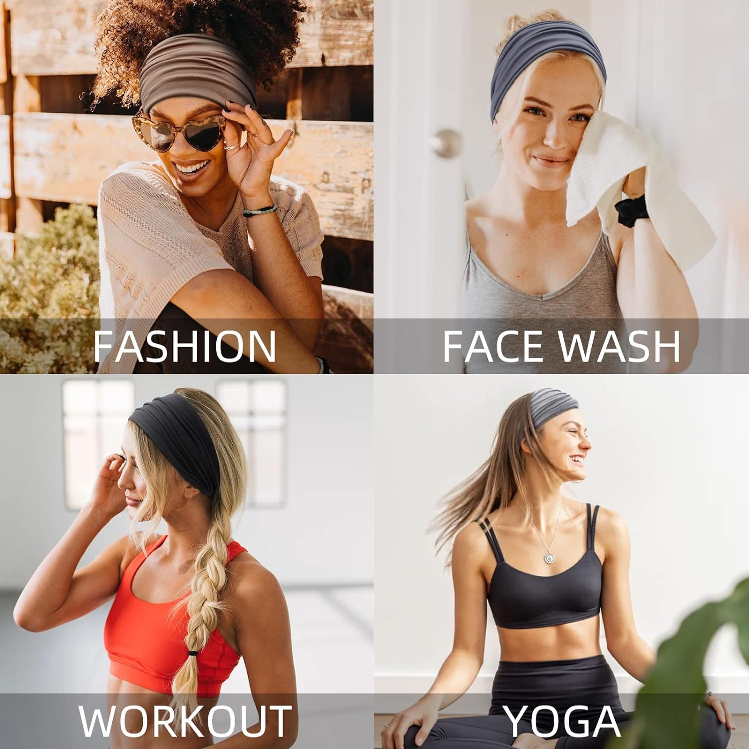 Huachi Wide Headbands: Boho Elastic Non-Slip Thick Stretchy Headbands for Women's Workout, Running, and Active Wear - Image 5