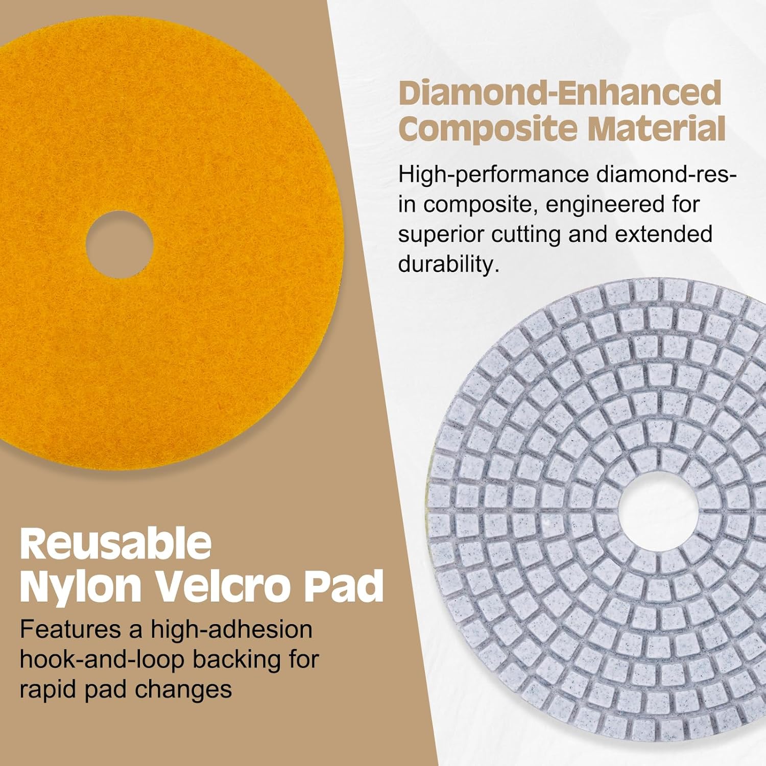 VISCOO 20 Pack 4 Inch Diamond Polishing Pads, Granite Polishing Pads Kit with 5/8''-11 Backer Pad, 50-6000 Grit Wet/Dry Polishing Pads for Marble, Concrete, Quartz, Stone, Tile with Wool Felt Pads - Image 2