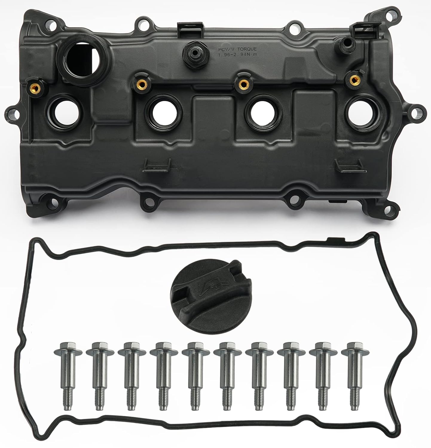 Engine Valve Cover with Gasket Bolts & Oil Filler Cap Compatible with 2013-2018 Nissan Altima 2016-2017 Nissan Murano 2014 Nissan Pathfinder 2014-2017 Nissan Rogue Infiniti QX60 2.5L Part# 13264-3KY0A