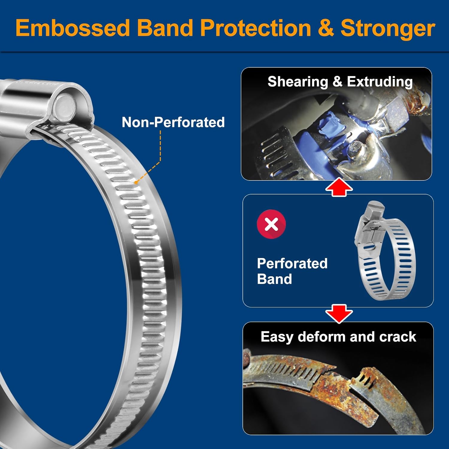 Non-Stripping Worm Gear Hose Clamp Mini Size#4, 5/16 to 1/2 inch Adjustable Stainless Steel Hose Clamps for 3/16 1/4"id Fuel Line,Rolled Band Edge Protection,20Pack - Image 5