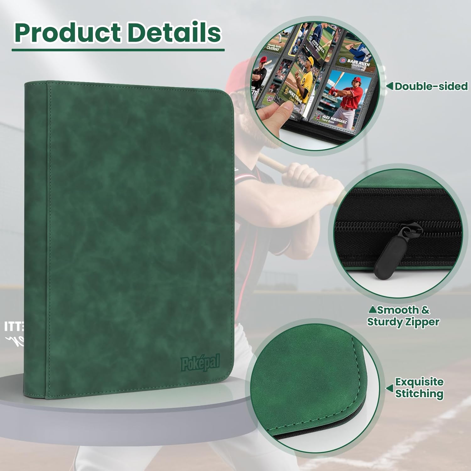 Top Loader Card Binder with Sleeves 9 Pocket Holds 252 Top Loaders Storage, Trading Cards Collector Album, Sports Cards YGO MTG TCG, Collection Folder (FOR TOP LOADERS ONLY), Dark Green - Image 4