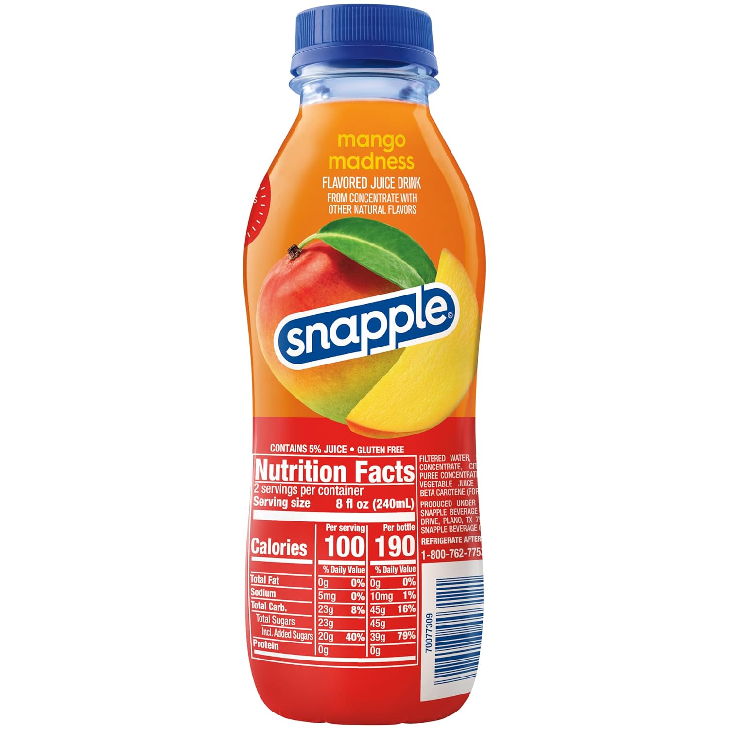 Snapple Mango Madness Flavored Juice Drink, 16 fl oz recycled plastic bottle, Pack of 12 - Image 8