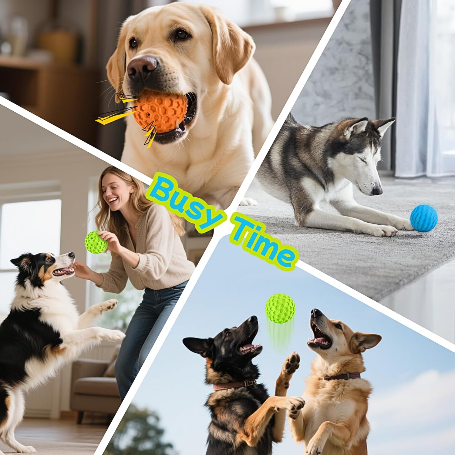 havit Indestructible Squeaky Dog Balls for Aggressive Chewers, Interactive Dog Toys to Keep Them Busy, Rubber Dog Chew Toy for Large Medium Breeds, Outdoor Waterproof (3 Colors) - Image 6