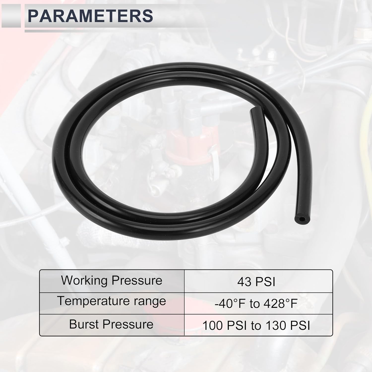 1 Pcs Universal Silicone Vacuum Tubing Hose High Temperature 3.3FT 3/16" 4mm ID 3mm Thickness Automotive Vacuum Line 130PSI Max Pressure Black Silicone - Image 4