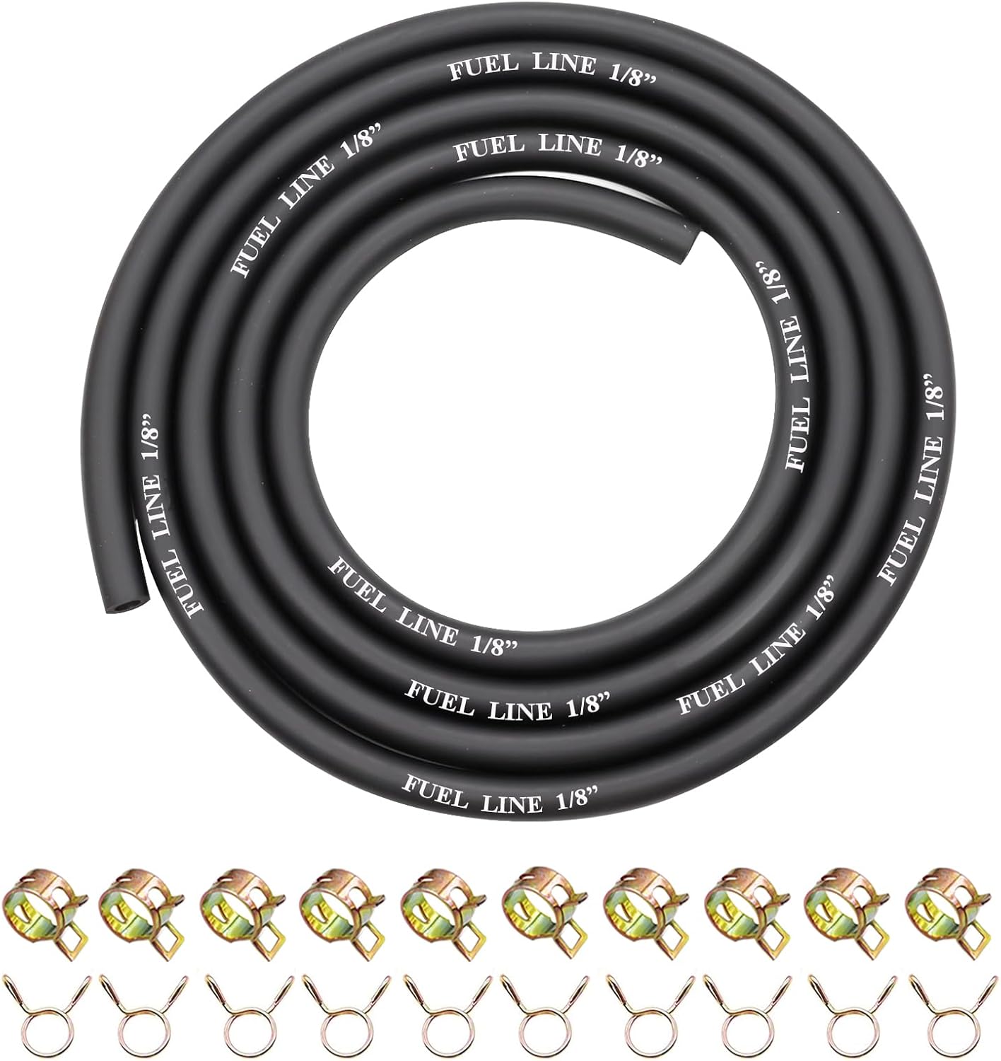 6 Feet 1/8 Inch ID Fuel Line with 20Pcs Hose Clamps for Kawasaki Kohler Lawn Mowers Tractors Small Engines Mini Bike ATV Golf Cart Motorcycle