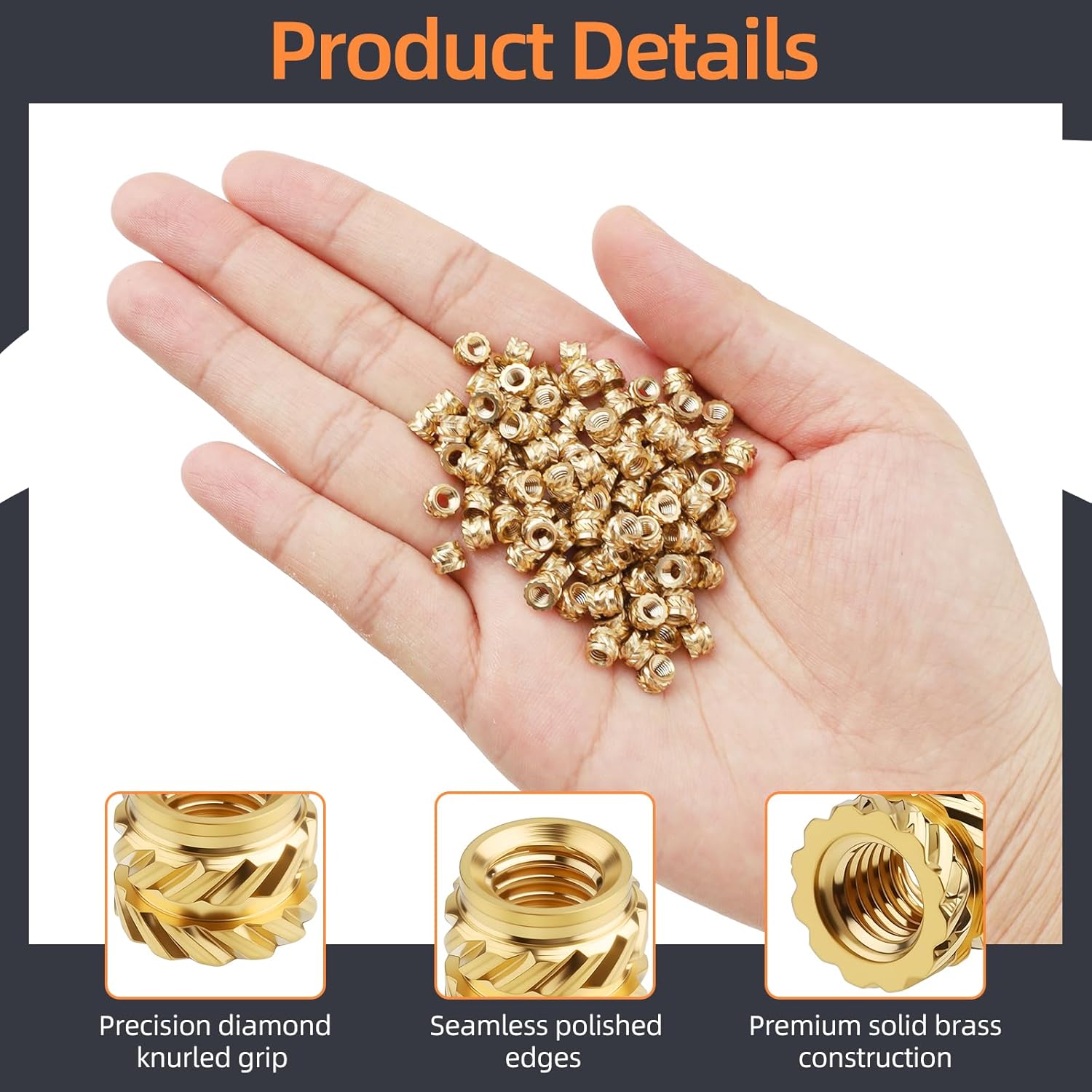 100 PCS M3 Threaded Insert M3 x 4mm x 5mm Heat Set Inserts, 3D Printing Brass Nuts Threaded Inserts Nuts for Plastic, Female Thread Knurled Heat Embedment Nut for Loptop Automotive Plastic Shell - Image 4