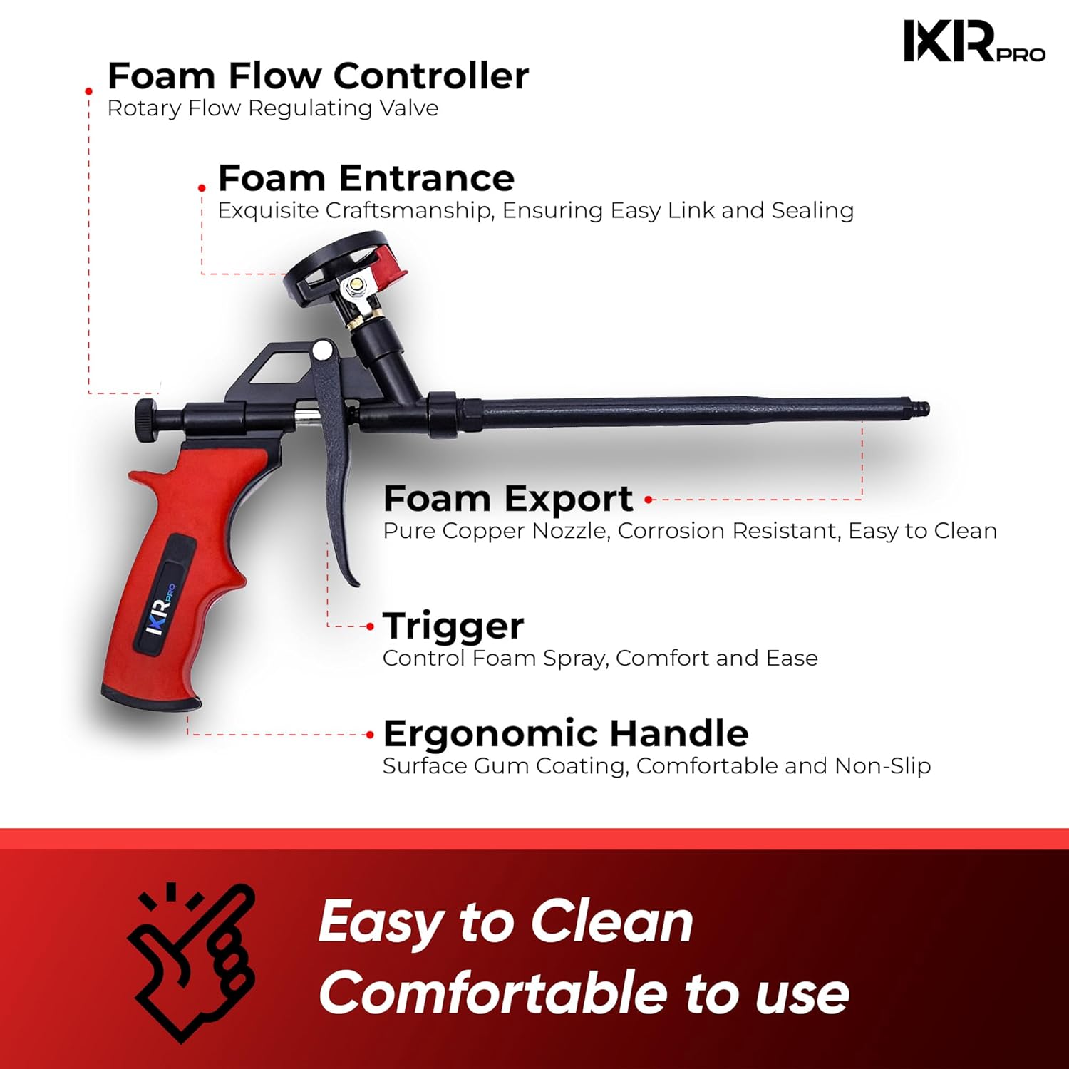 ixirpro Mega Professional Expanding Foam Spray Gun (2 Insulation Guns + 18 Extenders) PU Insulating Applicator Heavy Duty Metal Body Dispensing Foam Gun Suitable for Caulking, Filling, Sealing - Image 4