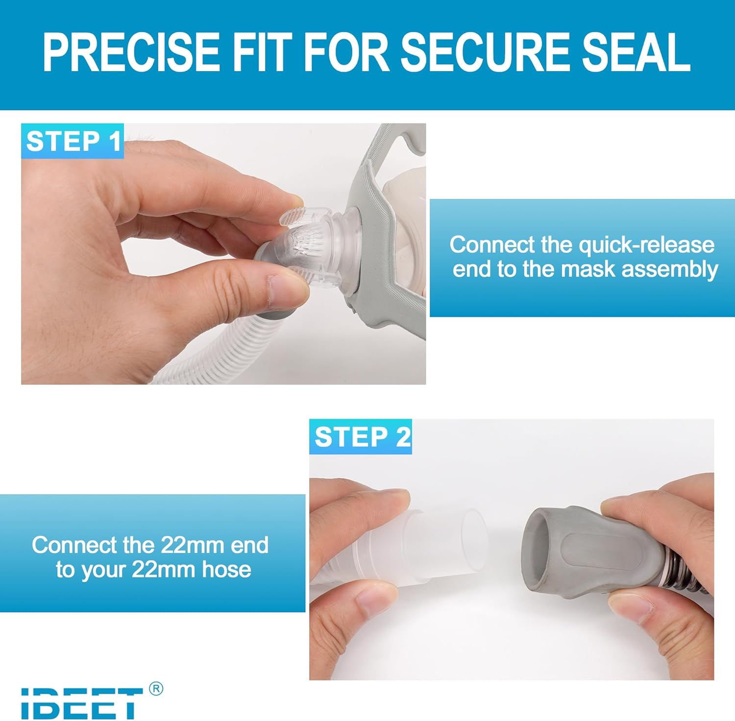 Replacement Tube Assembly for Wisp Nasal Mask, IBEET Short Tube for Wisp Connecting Hose, Replacement CPAP Accessories - Quick Release & 360-Degree Rotatable - Image 5