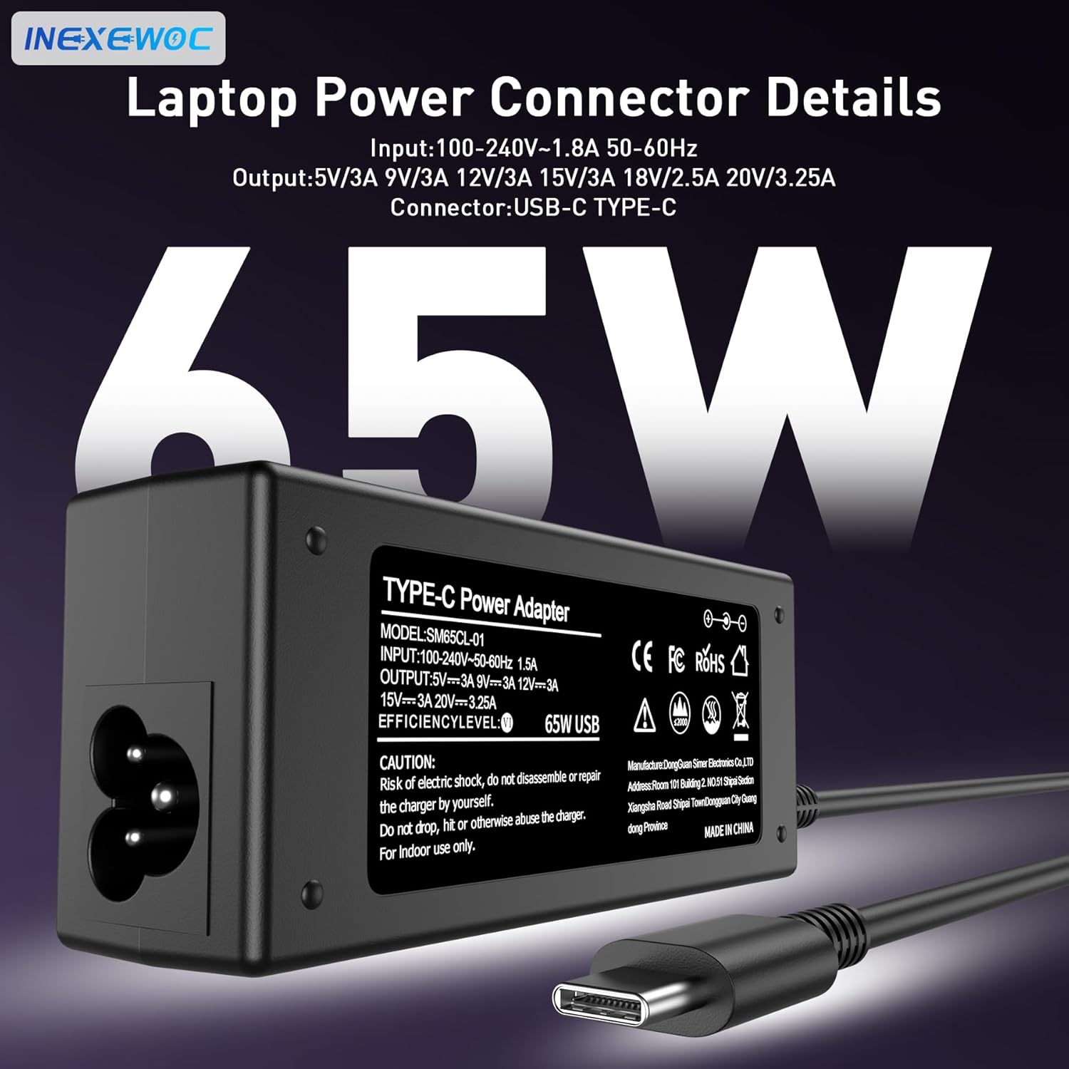 Universal 65W USB C Laptop Charger Compatible with Lenovo,HP, Dell, Acer, Asus, Samsung, Google and More, for Office, School, and Family - Image 4