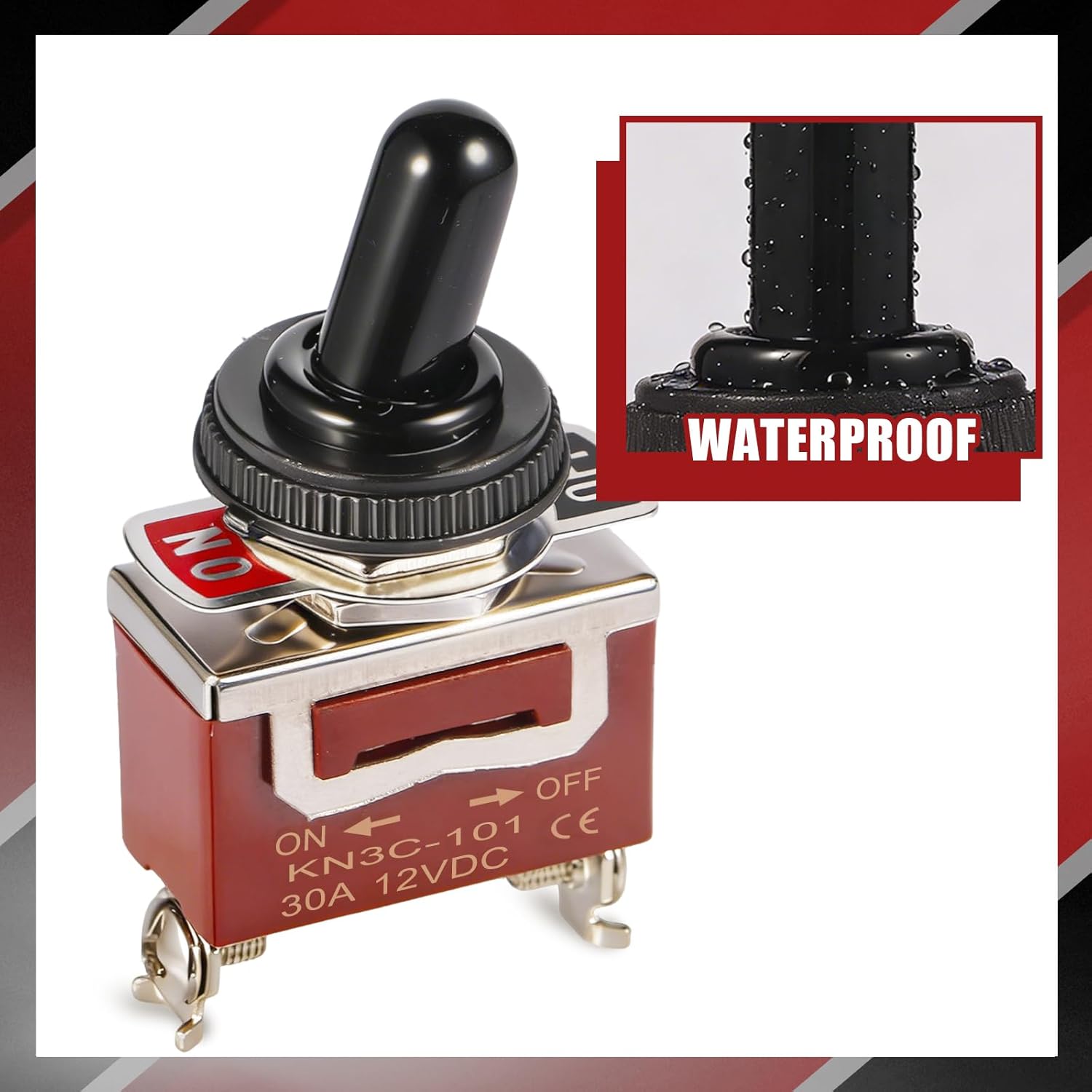 3-Pack Toggle Switch, Covxyorg 12V 30A HeavyDuty ON/Off 2Pin SPST Waterproof Toggle Switch with Waterproof Cap and Terminals for Automotive Boat Truck - Image 6