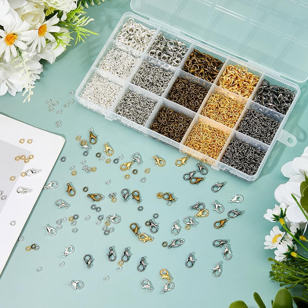 SUPERFINDINGS 3800Pcs 5 Colors Lobster Claw Clasps and Open Jump Rings Set Alloy Lobster Clasps with Brass Open Jump Rings Bracelet Clasp and Closures for Jewelry Making DIY Zipper Pull - Image 4