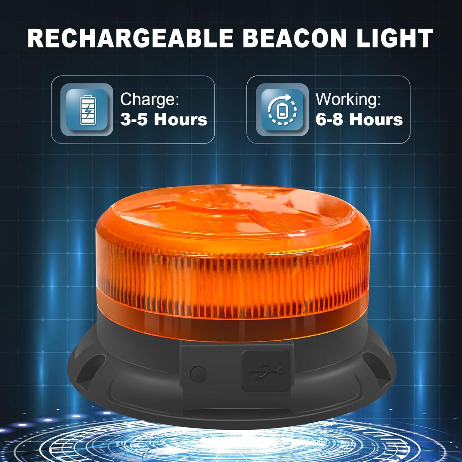 Rechargeable Beacon Lights,Wireless Strobe Light with Remote Control,Amber Magnetic Emergency Flashing Warning Safety Light for Vehicles Snowplow Tow Work Trucks Cars Trailer Outdoor - Image 3
