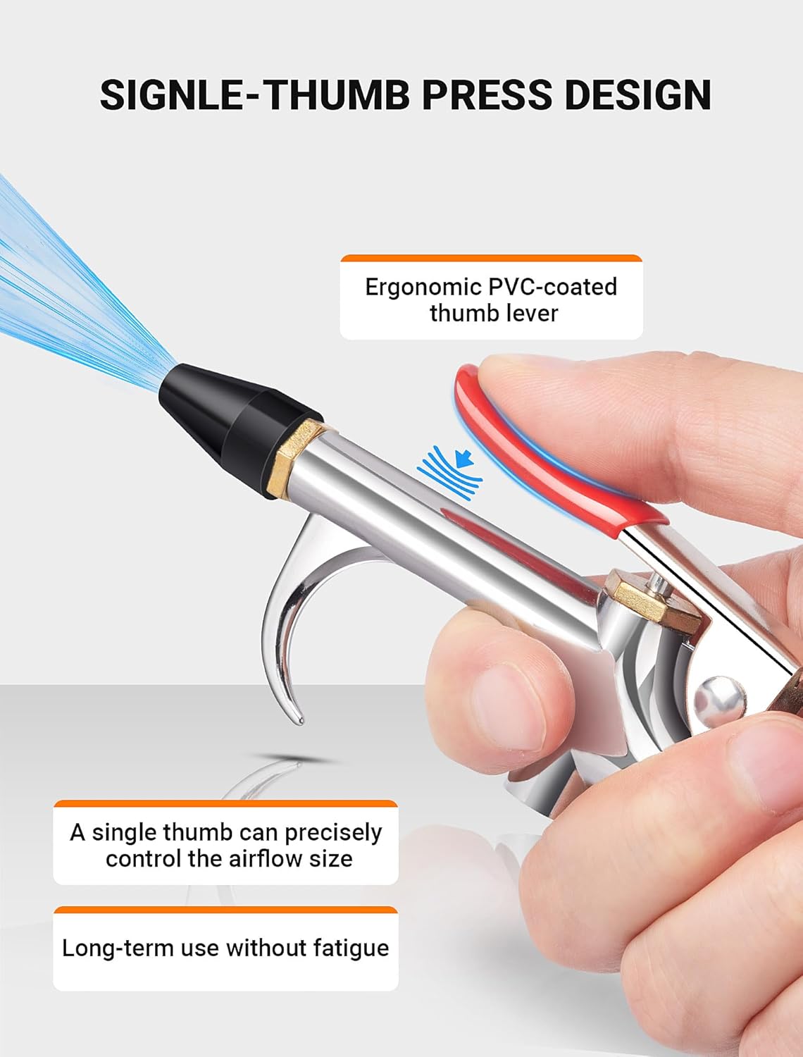 4Pcs Air Blow Gun Kit, 2-Way Connection Air Nozzle Blow Gun with 1/4 IN Standard Quick Fitting & Rubber Tip, Air Compressor Gun with Stable High-Pressure Airflow for Dust Cleaning and Inflation - Image 5