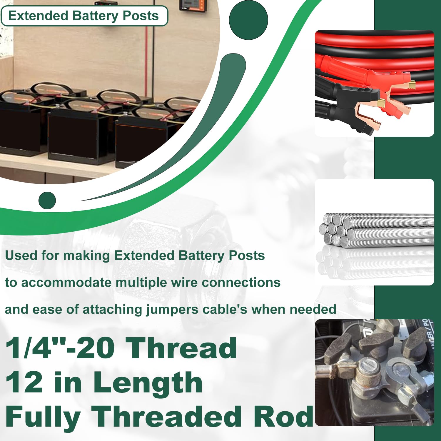 1/4-20 x 12 Fully Threaded Rod, 4PCS 1/4"-20 12 in All Threaded Rods, 304 Stainless Steel, Right Hand 12 inches Long Screw Rods Replacement for Lawn Mower Carburetor Bolt - Image 6
