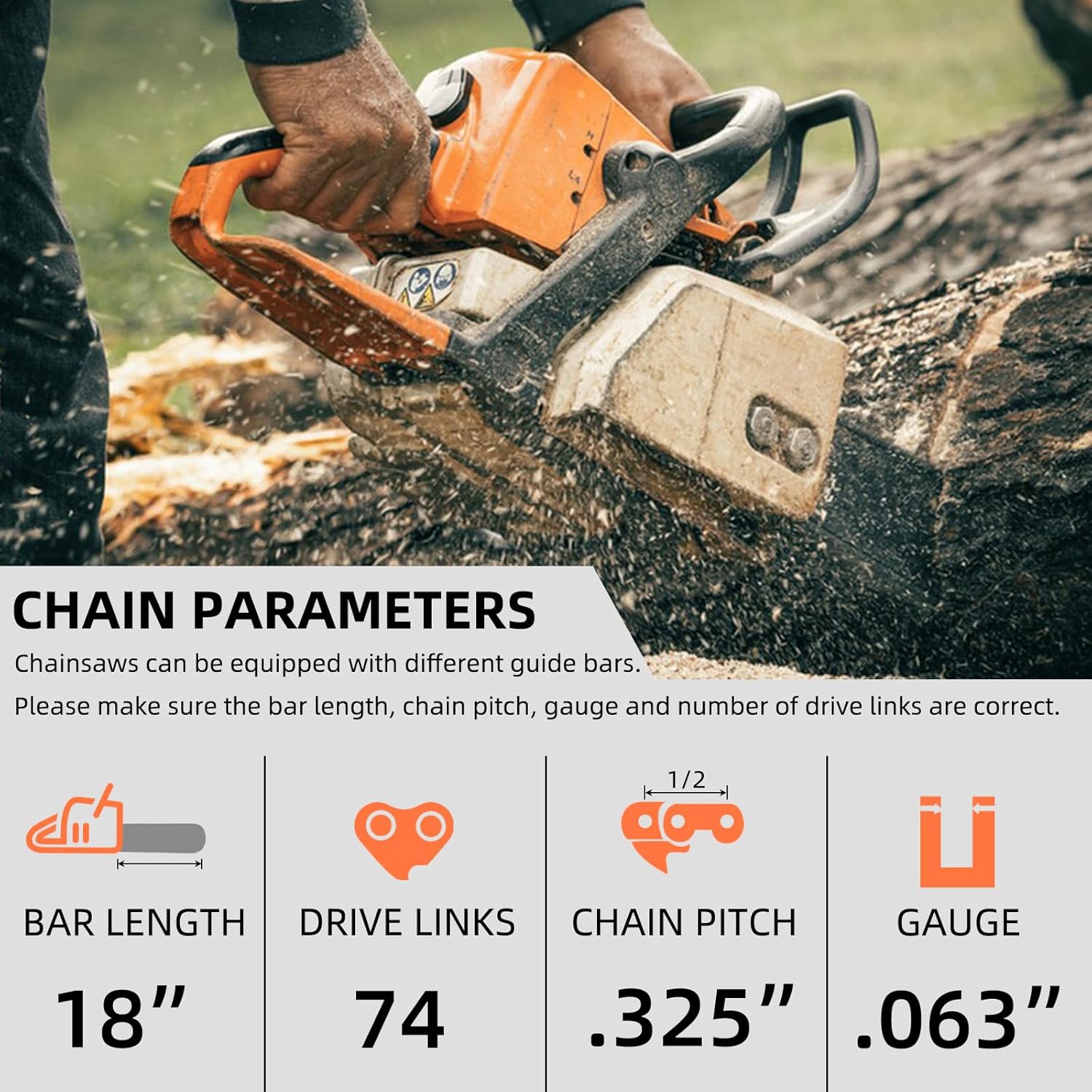 4 Pack Chainsaw Chain for Stihl 18 Inch .325" Pitch .063" Gauge 74 Drive Links 26RS 74, Replacement Chains Fit Stihl MS271 Farm Boss MS311 MS291 MS261 36390050074 Oregon L74, V74 and More - Image 8