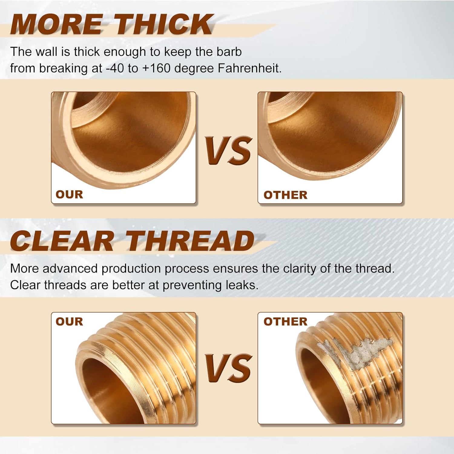 5pcs Brass Hose Barb Fittings 90 Degree Elbow 3/8 Inch Barb to 1/8 Inch NPT Male Thread Air Hose Fittings Adapter Connector Water Fuel Air Line Fittings Elbow Fittings - Image 4