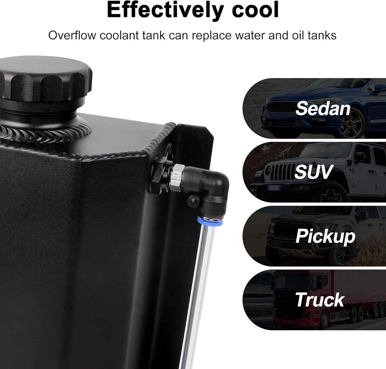EVIL ENERGY Radiator Coolant Overflow Tank, Coolant Recovery Tank Aluminum 2L Black - Image 2