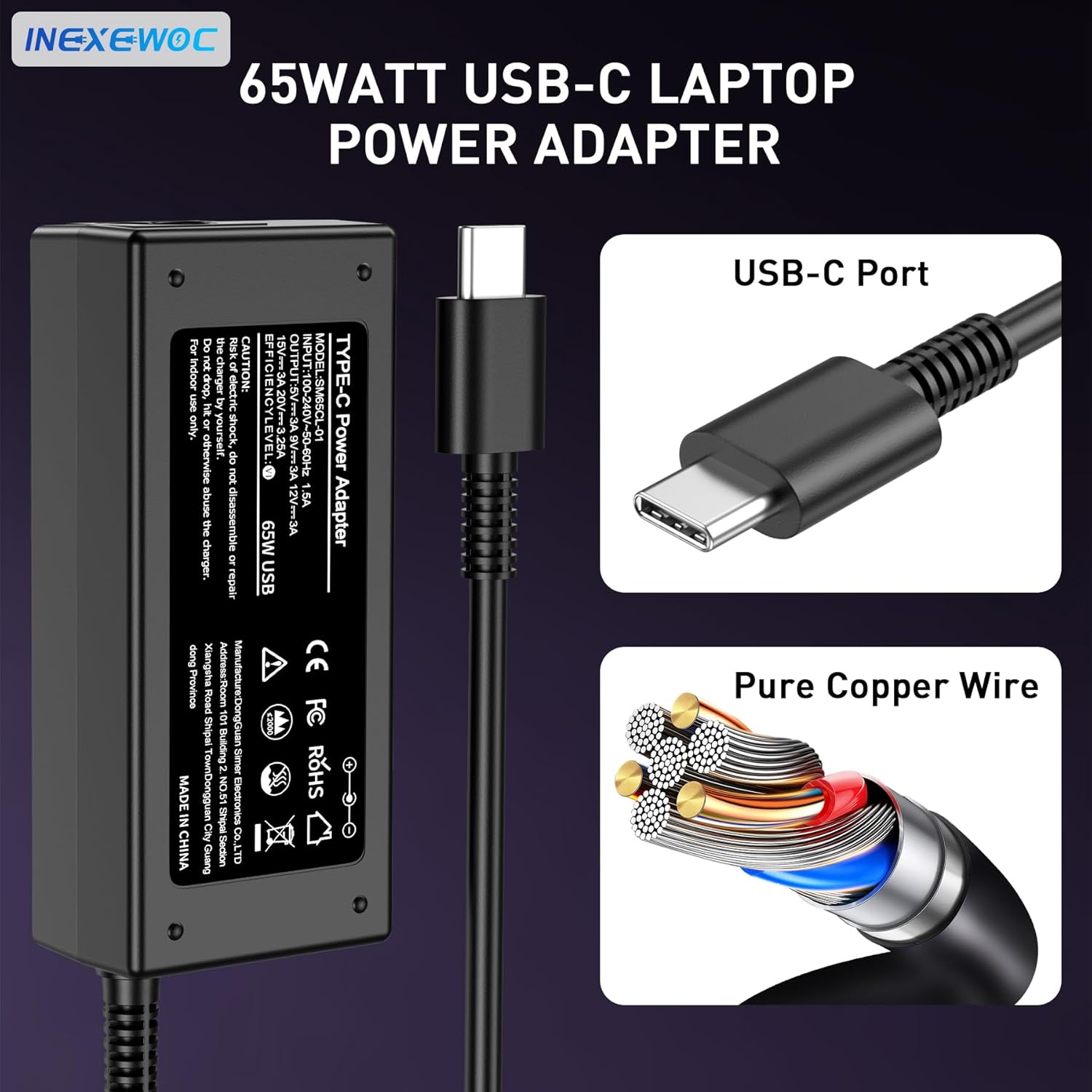 Universal 65W USB C Laptop Charger Compatible with Lenovo,HP, Dell, Acer, Asus, Samsung, Google and More, for Office, School, and Family - Image 5