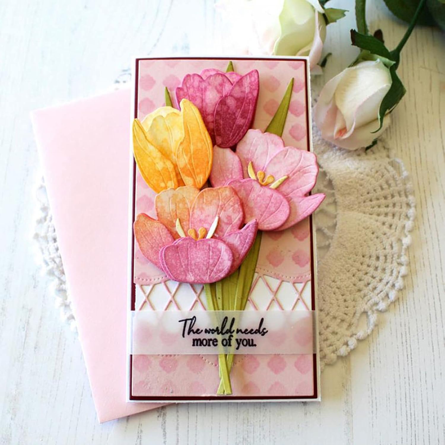 Tulip Set Flower Metal Die Cuts,Flower Leaves Plant Wedding Cutting Dies Stencils DIY Crafts Cards Cuts for DIY Embossing Card Making Photo Decorative Paper Dies Scrapbooking - Image 3