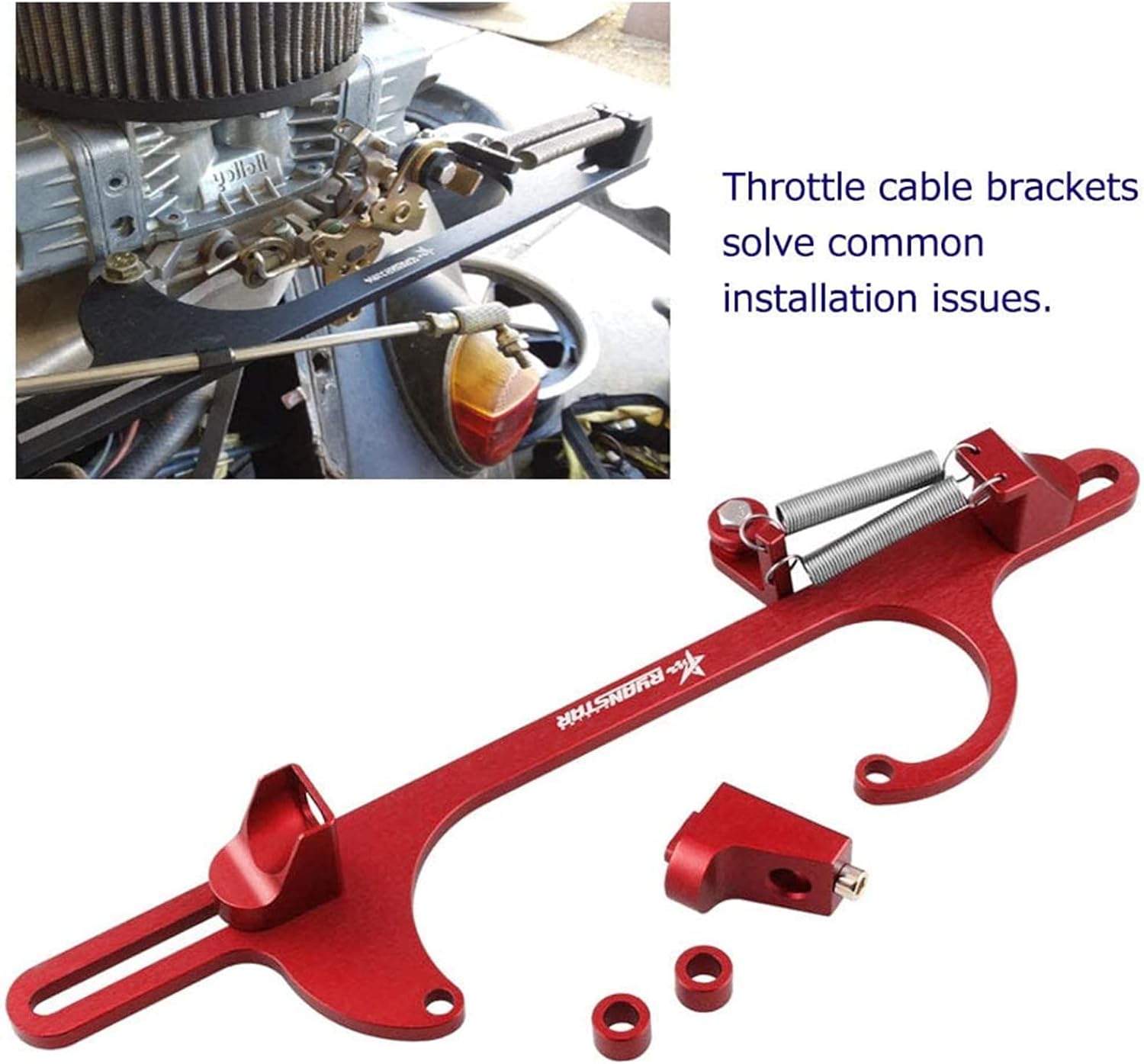RYANSTAR Throttle Cable Bracket 4150 4160 Series Throttle Brackets Billet Adjustable Aluminum Red - Image 2