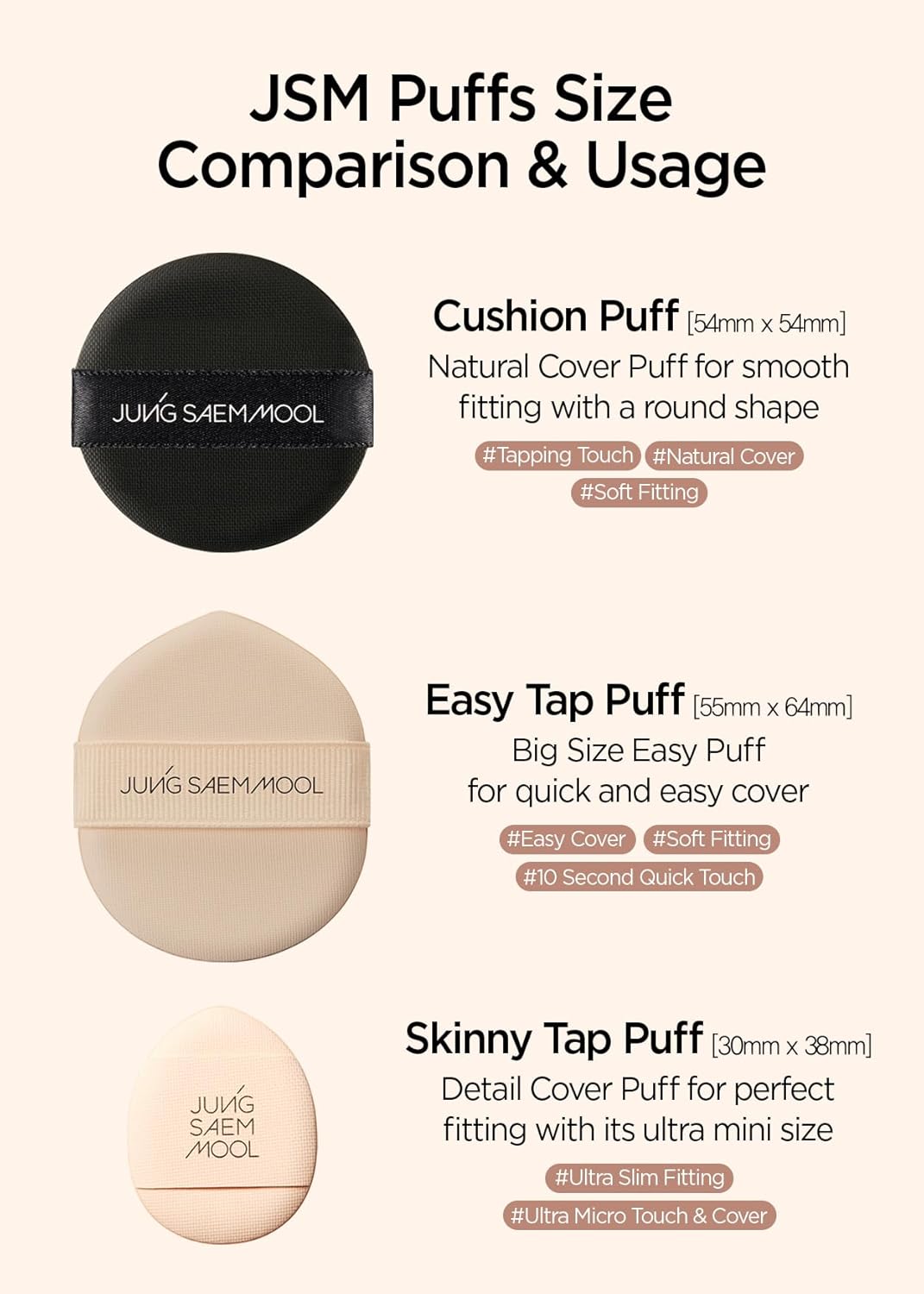 JUNG SAEM MOOL Cushion Puff | Natural Cover Puff for Smooth Fitting, Round Shape 2.1 Inch, Set (2pc) - Image 3