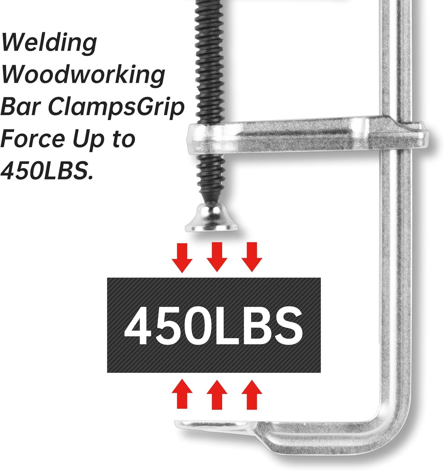 4-Pack Welding Bar Clamps 12 Inch, Drop Forged Steel Bar Clamps Throat Depth 3 inch Load Force 450 Lbs for Woodworking,Welding, Metal working - Image 4