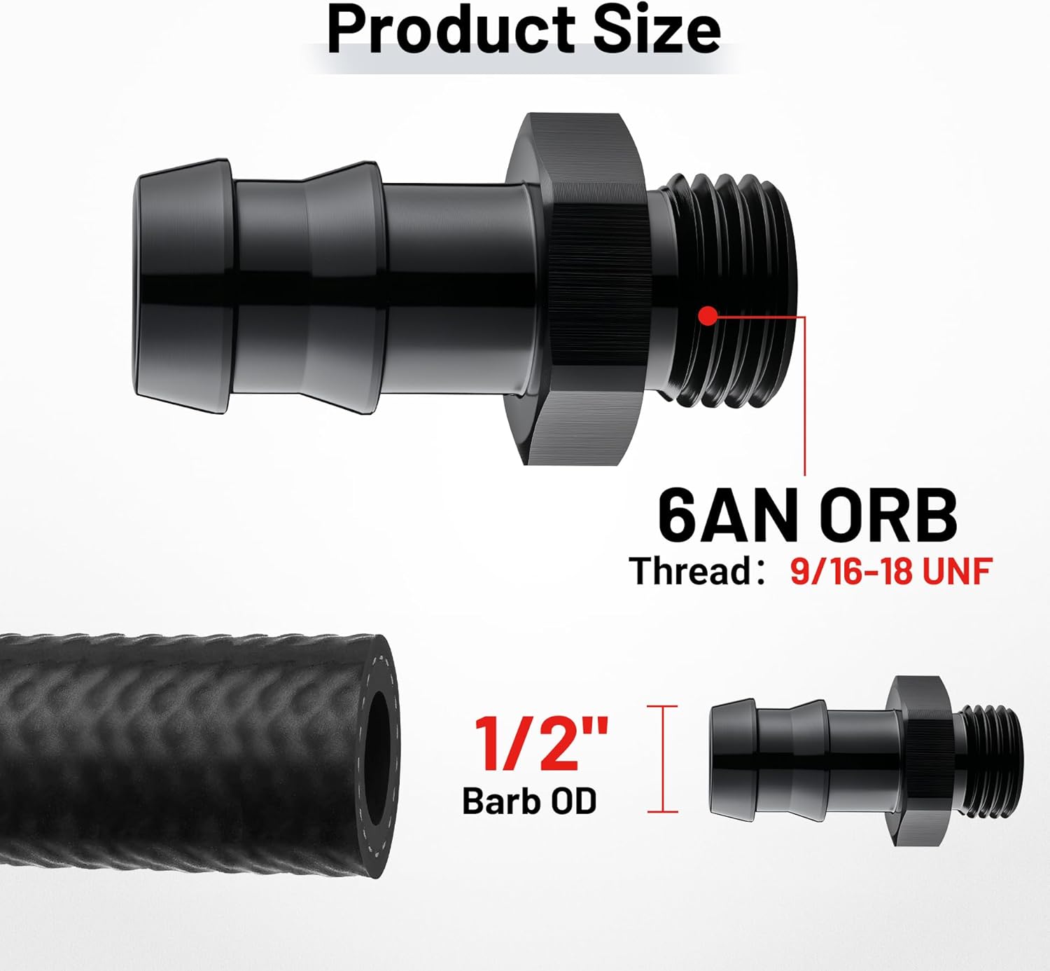 EVIL ENERGY 6AN ORB Male to 1/2" Barb Straight Fitting Adapter - Image 2