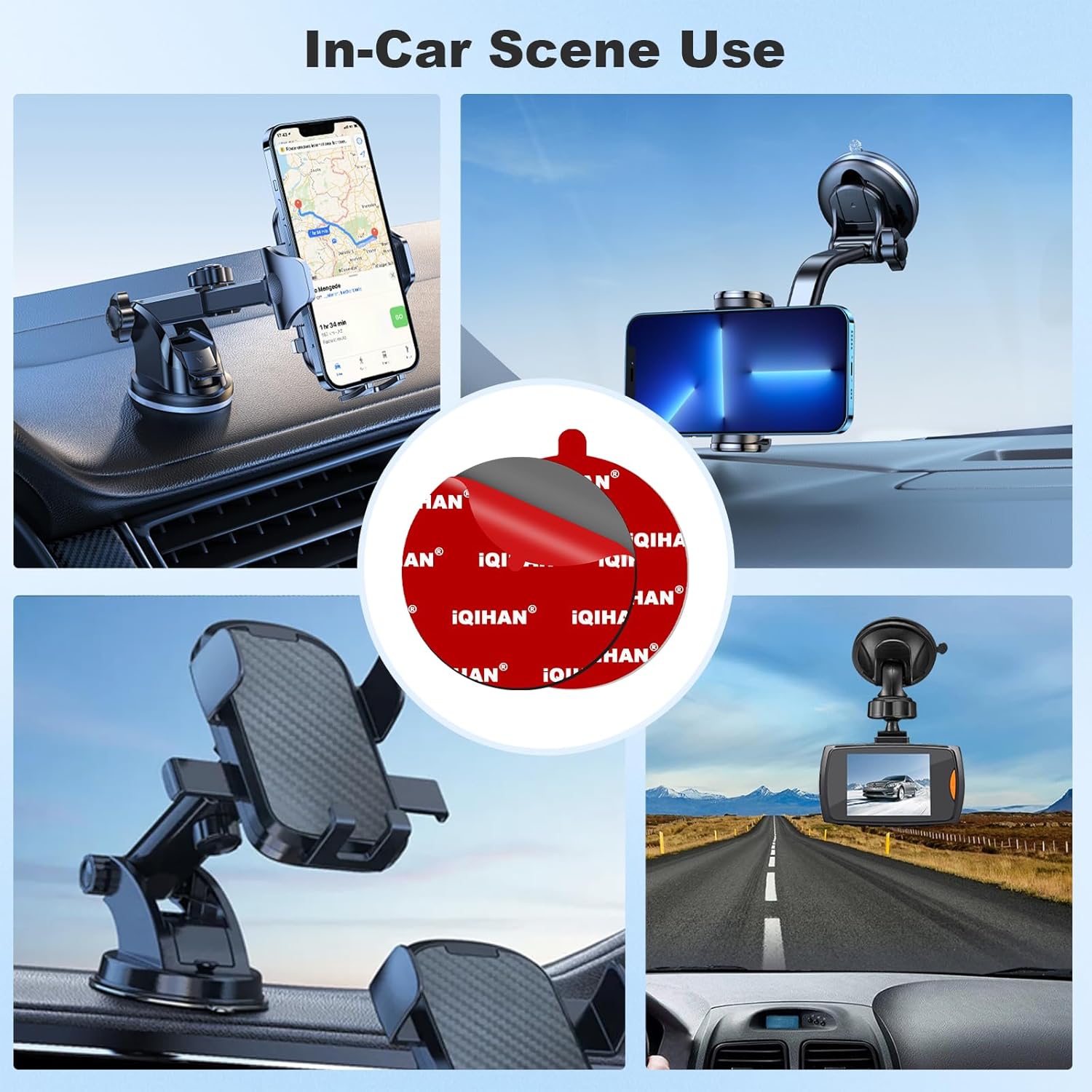 Sticky Pads for Car Phone Mount, 6pcs 2.76"(70mm) Heavy Duty Adhesive for Dashboard/Windshield Cellphone Holder Suction Cup Base, Double-Sided Mounting Circle Tape Replacement for Dash Cam/Camera/GPS - Image 4