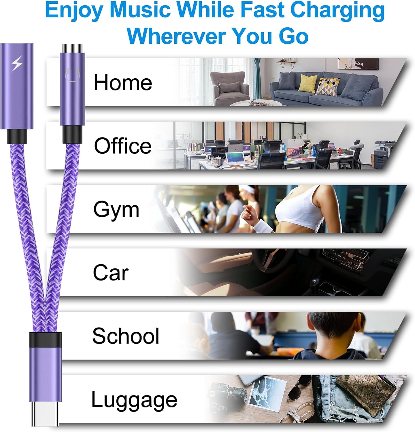 USB C to 3.5mm Samsung Headphone and Charger Adapter for Galaxy A56 A36 A26 A06S S25 S24 S23 S22 S21 S20 S10,2 in 1 USB C to Aux Jack Dongle Cable Cord with PD Fast Charging for iPhone 16 15 Pro - Image 6