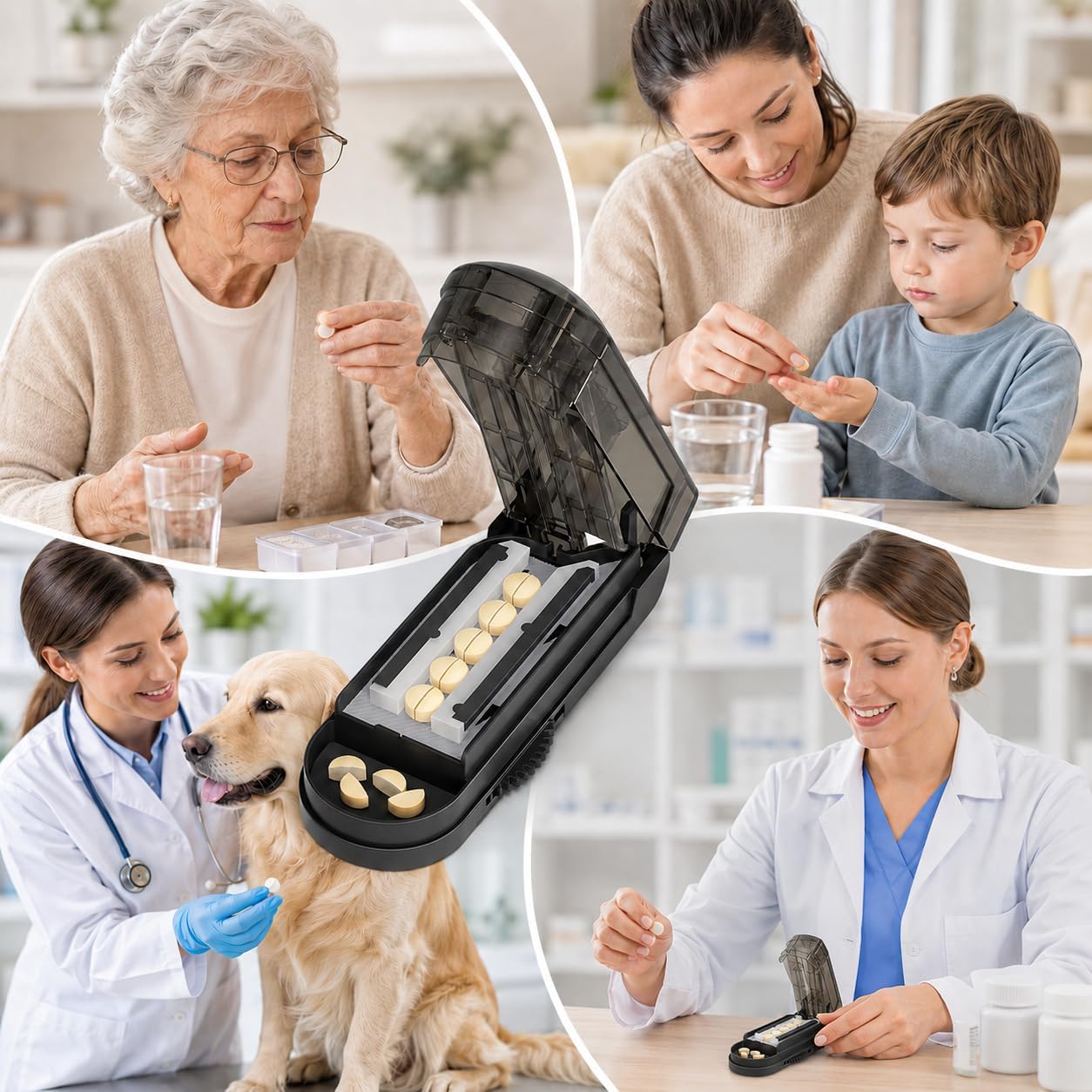 ONE PIX Multiple Pill Cutter Splitter for Small and Tiny Pills, Accurate 1/2 Tablet Splitter with Adjustable Bars & Hidden Blade, Safely Cuts Large Medication for Seniors & Pets, Grey - Image 6