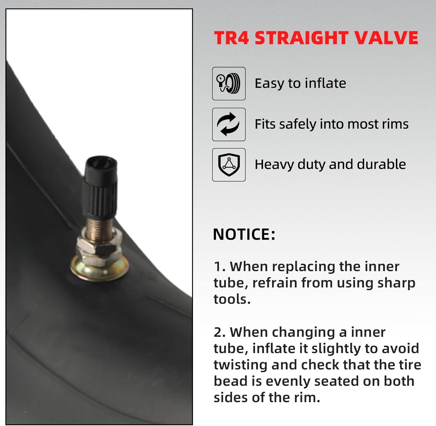 AR-PRO 3.00/3.50-12" Dirt Bike Inner Tubes with TR4 Straight Valve, 80/200-12 Heavy Duty Motorcycle Tire Replacement Inner Tubes, Compatible with Honda CRF50/XR70 Yamaha TTR 90/100 and More (1-Pack) - Image 5