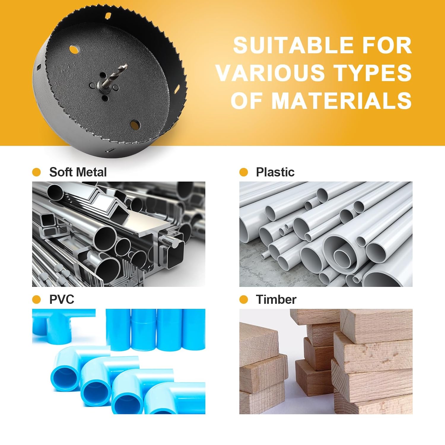 8 1/4 inch Hole Saw for Metal and Plywood, Bi-Metal Circular Wood Drill Bit Cutting 1.75” Deep with Hex Shank for Drywall, Fiberglass, Plasterboard, Acrylic and Sheet Steel - Image 3
