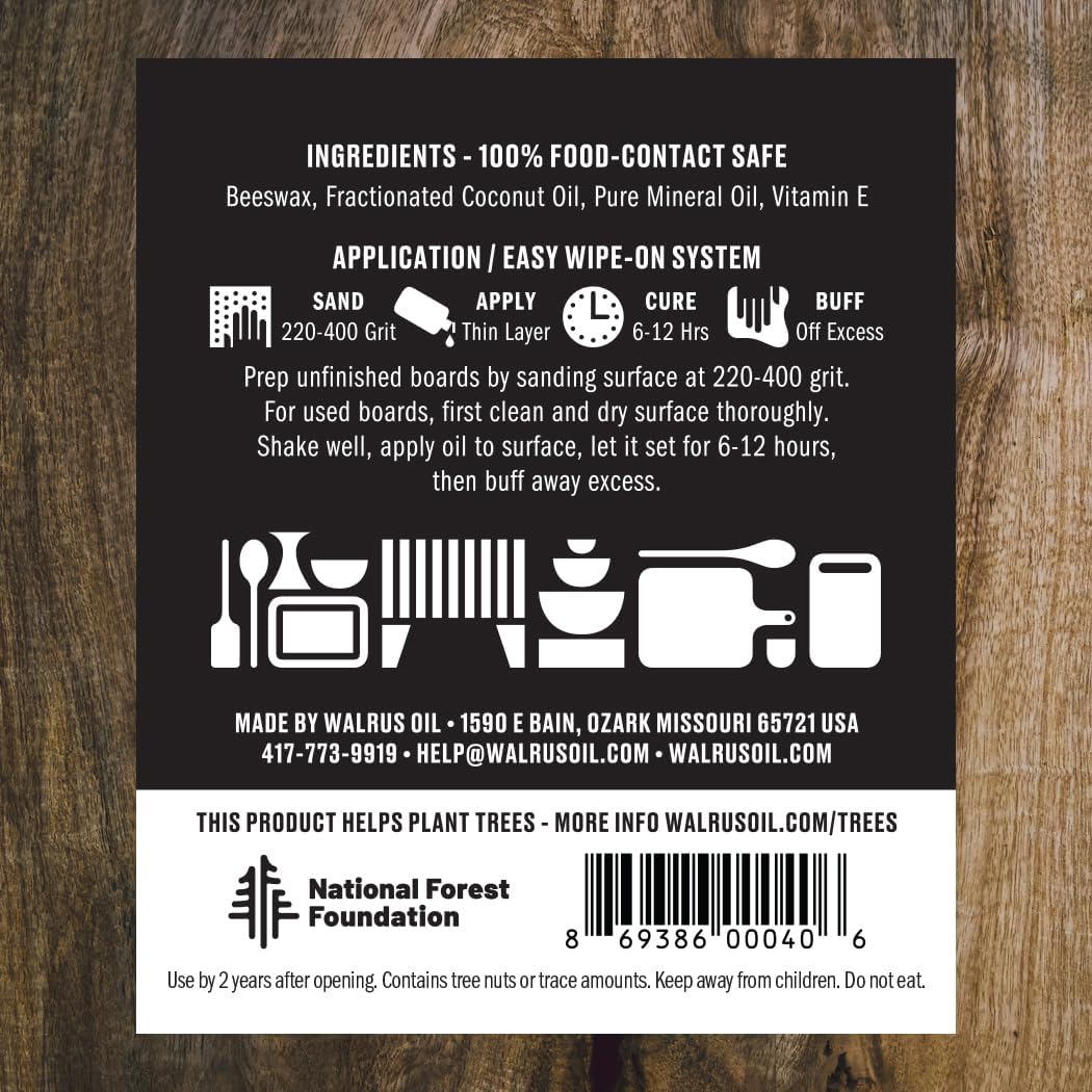 WALRUS OIL - Cutting Board Oil and Wood Butcher Block Oil, 8 oz Bottle, FDA Food-Contact Safe - Image 3