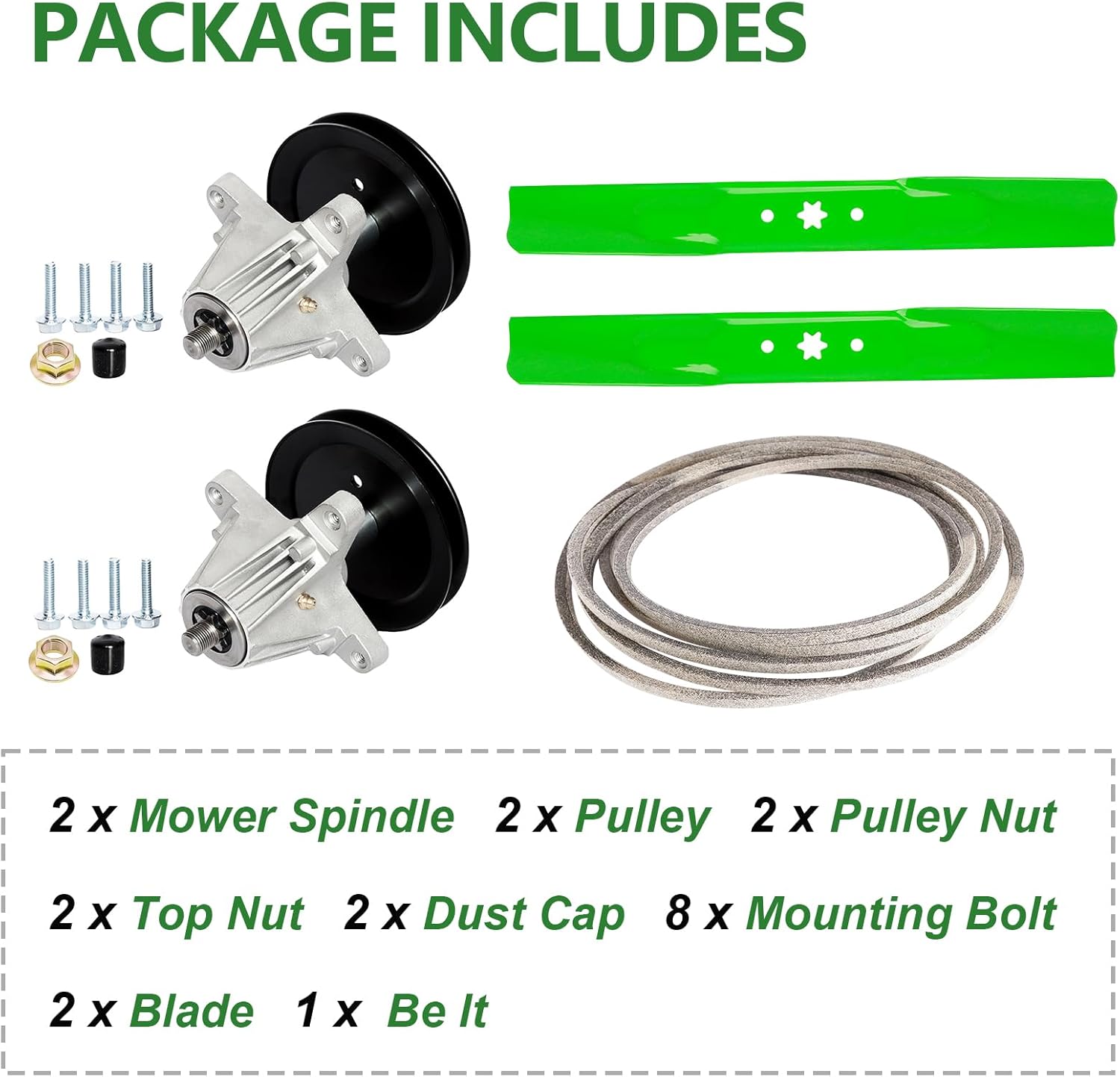 42" Deck Rebuild Kit for MTD Craftsman T1000 T1200 T1400 T1800, Troy Bilt TB42 Bronco Pony Mower, Includes 2 Spindle 618-06991 918-06991, 2 Blade 742-0656 742-04312 942-04038, 1 Be lt 754-05056 - Image 8