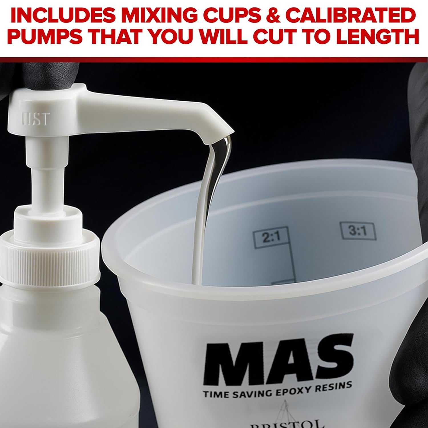 MAS Epoxies Marine Epoxy Resin Kit (1.5-Quart, Medium) 2:1 High Performance Non-Blushing Self-Leveling Hardener for Boat and Wood Repair, Fiberglass Repair Kit with Cups and Pumps - Image 7