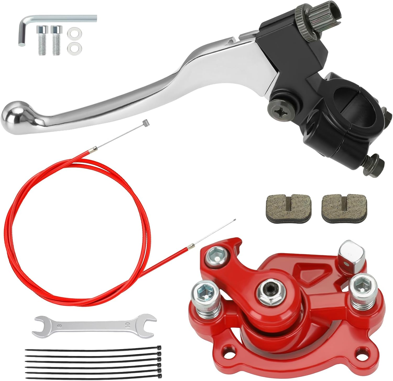 Mini Bike Brake Lever Kit + Mini Bike Brake Caliper Replacement for Coleman CT100U CC100X Baja DB30 Motovox MBX10 MBX11 MMB80 MMB105 79cc 97cc 100cc Powersports Parts 61" Brake Cable