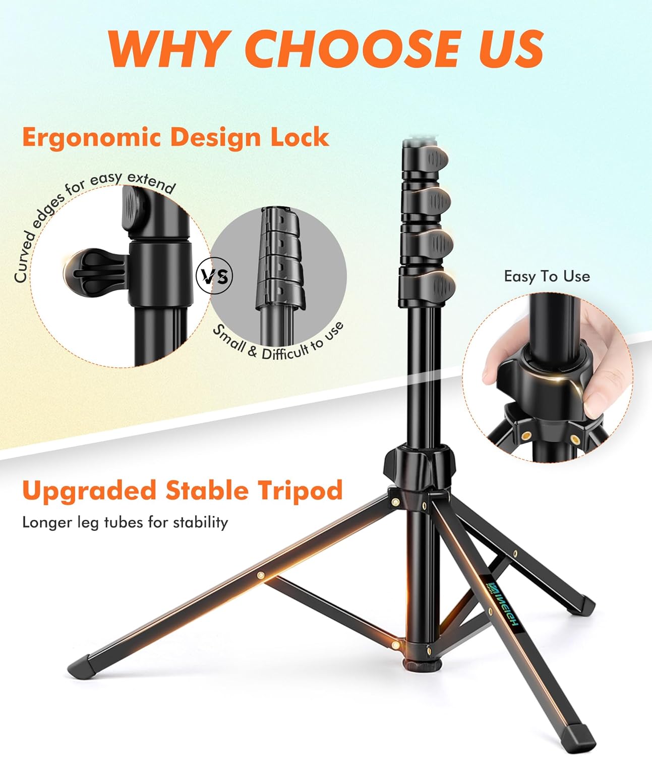 Nineigh 71" Tripod for iPhone, Phone Tripod Selfie Stick with Remote, Cell Phone Tripods & Tall Travel Tripods for Recording Video Selfies Photo, Compatible with iPhone 17 16 15 14 Pro Max 13 Android - Image 4