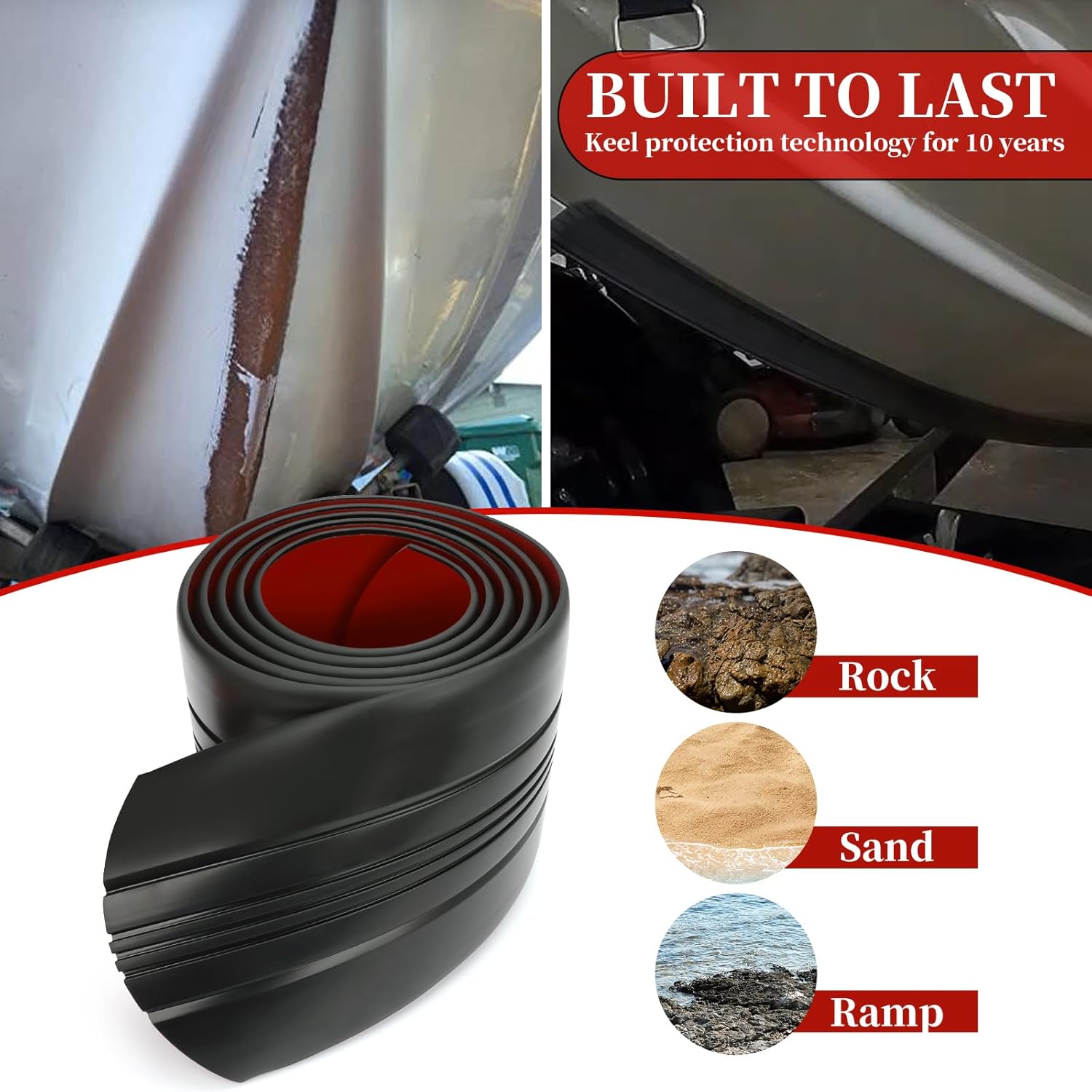 XINRINTONG Self-Adhesive DIY Keel Guard for Fiberglass and Specific Aluminum Boats - Boat Keel Protector Hull Guard Protects from Rocks Ramps and Oyster Beds 5 Inches Wide 9.6 Feet Length - Image 2