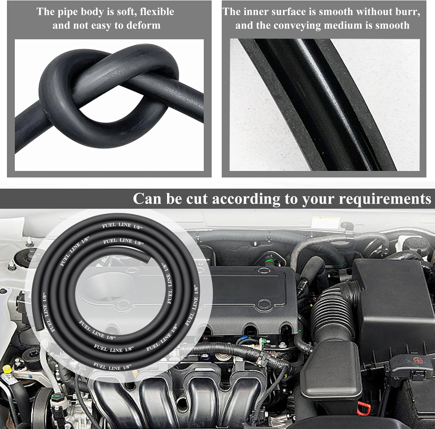 6 Feet 1/8 Inch ID Fuel Line with 20Pcs Hose Clamps for Kawasaki Kohler Lawn Mowers Tractors Small Engines Mini Bike ATV Golf Cart Motorcycle - Image 7