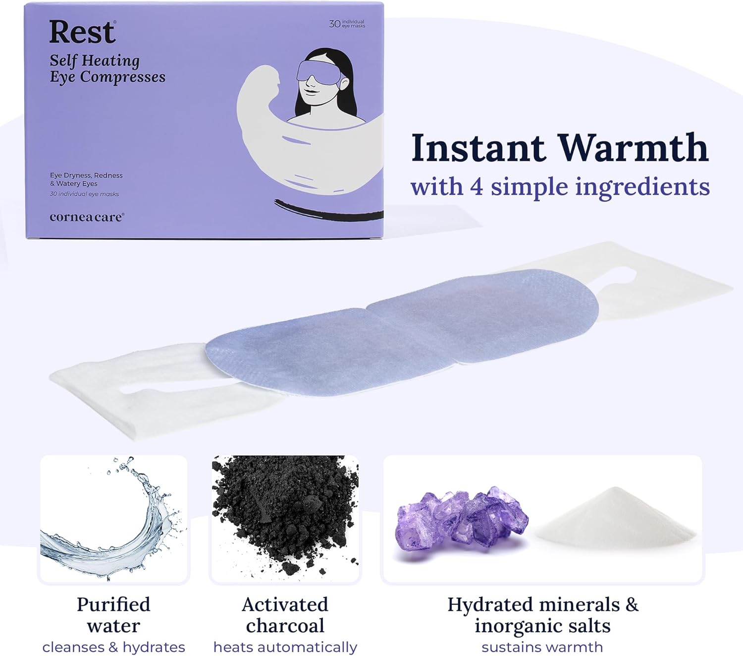CorneaCare Rest: Self Heating Warm Compress for Dry Eyes | Heated Eye Mask for Fast Relief | Steam Mask for Stye Treatment | No Microwave or Washcloth Needed | Travel Ready Warm Compress | 30 Count - Image 7