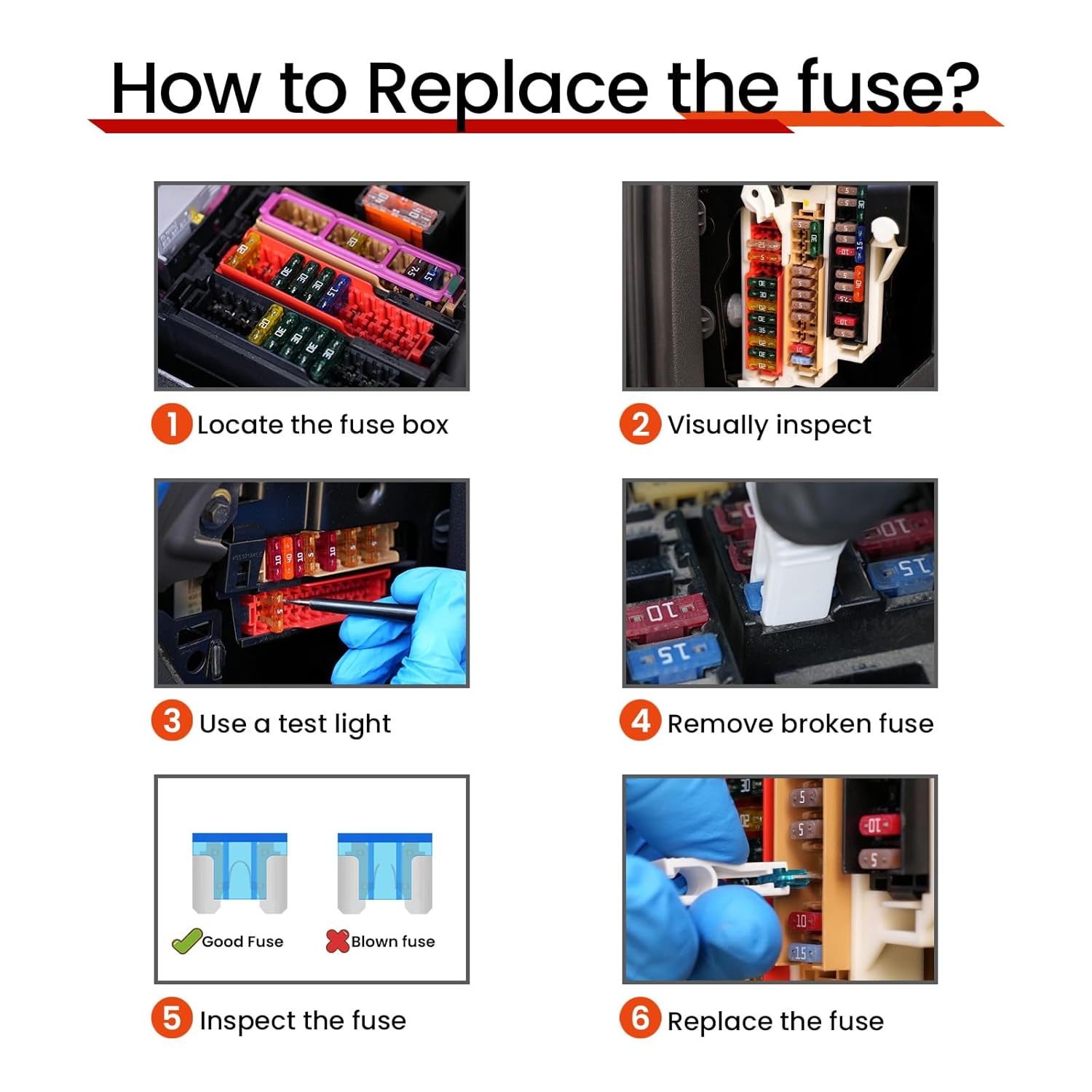 55Pcs Low Profile Mini Fuse Kit, Automotive Fuses Assortment kit(1A/2A/3A/5A/7.5A/10A/15A/20A/25A/30A/35A/40A), Blade Fuse for Car/RV/Truck/Boat/Marine - Image 6