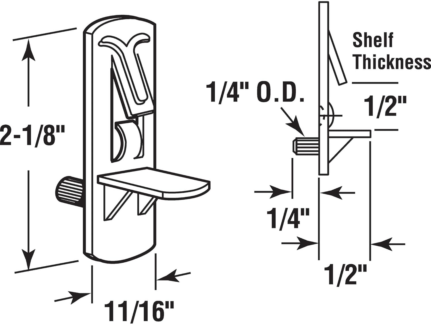 Prime-Line R 7316 1/4 In., Plastic, Clear Locking Shelf Pegs 6 Count (Pack of 1) - Image 2