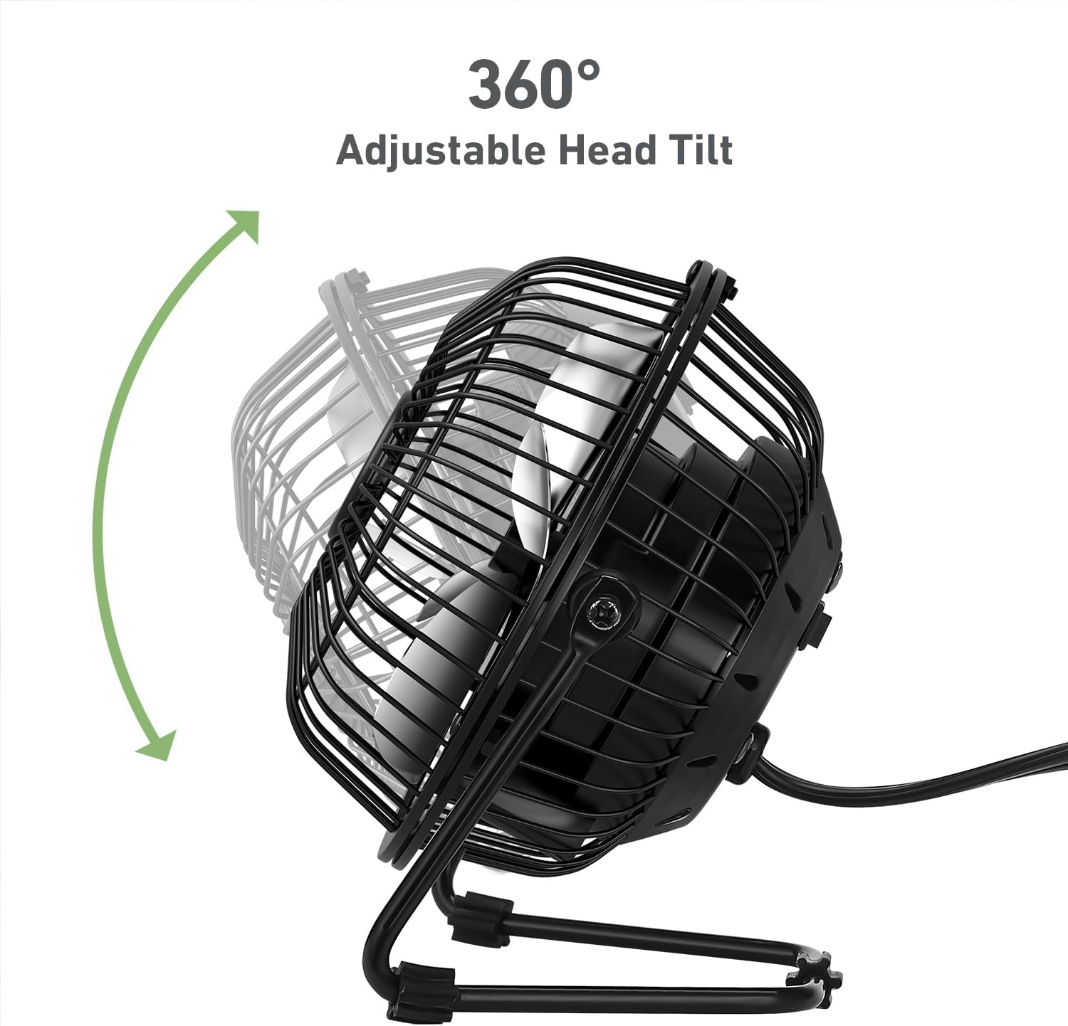 HOLMES 4" Mini High-Velocity Personal Desk Fan, 4 Blades, Adjustable 360° Head Tilt, Durable Metal Construction, Single Speed, Ideal for Home, Dorm Rooms, Bedrooms, or Offices, Black - Image 3
