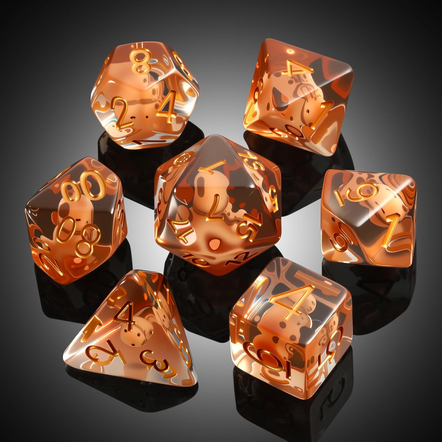 Capybara DND Dice Set with Cute Animal Inside - 7PCS Hand Made Polyhedral Resin Dice for Dungeons and Dragons RPG Games with Gold Numbers, Unique Collector Dice in Velvet Bag Gift for Gamers - Image 4