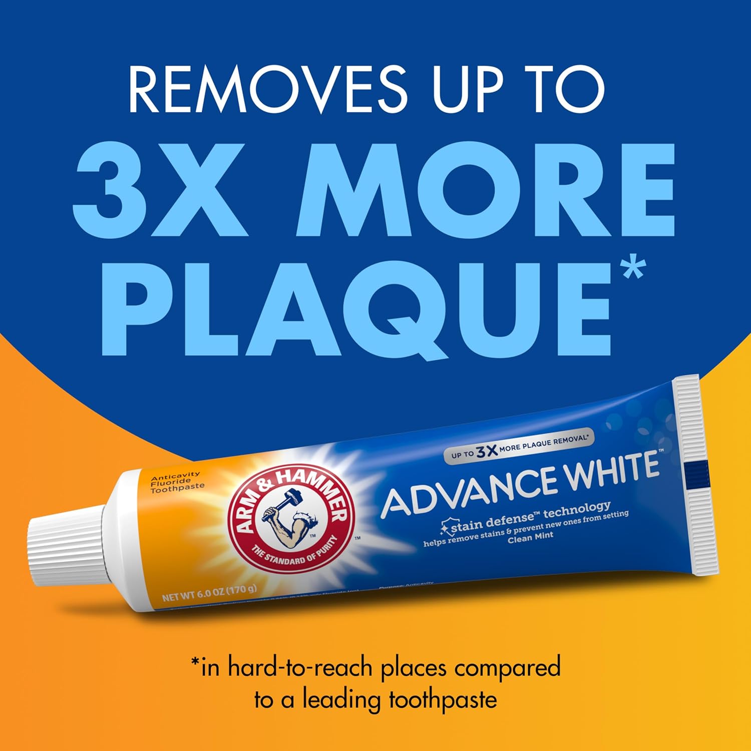 ARM & HAMMER Advance White Toothpaste, Teeth Whitening Baking Soda Toothpaste with Stain Defense Technology and Fluoride, Clean Mint Flavor, 6.0 Oz (4 Pack) - Image 9