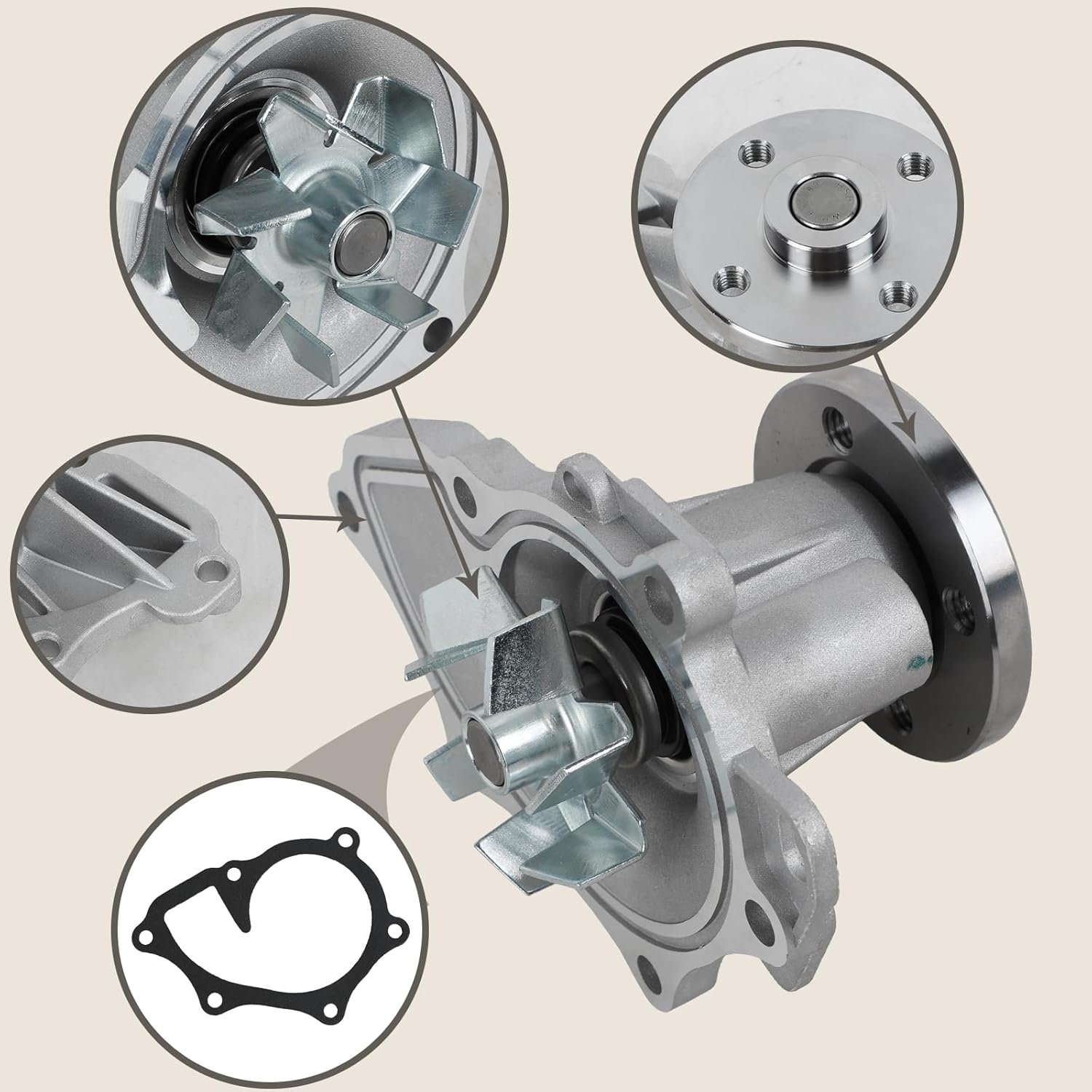 AW9414 Engine Water Pump Kit Fit for Toyota Corolla Camry Highlander Matrix RAV4 Solara, Lexus HS250H, Scion tC, Pontiac Vibe 2.0L 2.4L L4 Engine - Image 3