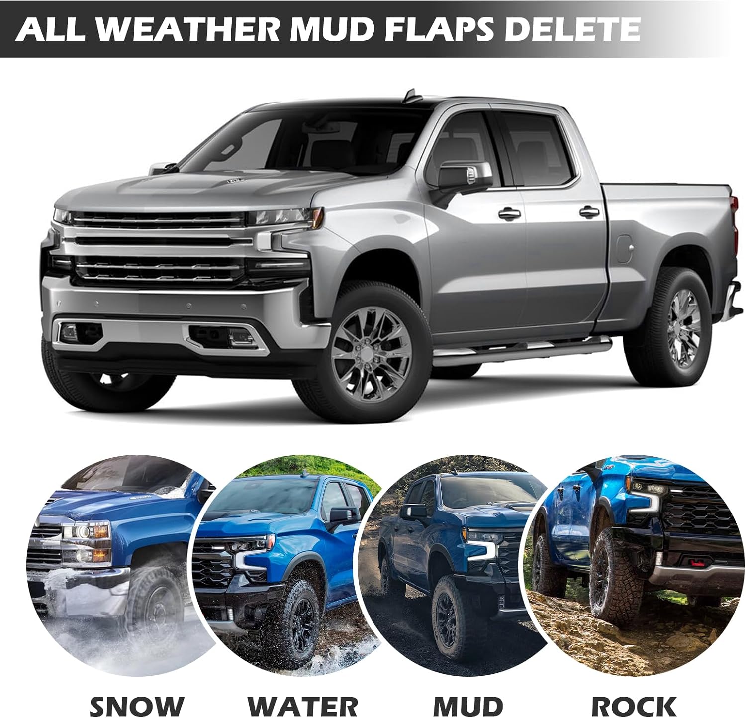 Mud Flap Delete Fit for Chevy Silverado 2019-2026,Mud Guards Mudflaps Delete Compatible with Chevrolet Silverado 1500 Accessories 2019-2026 - Image 7