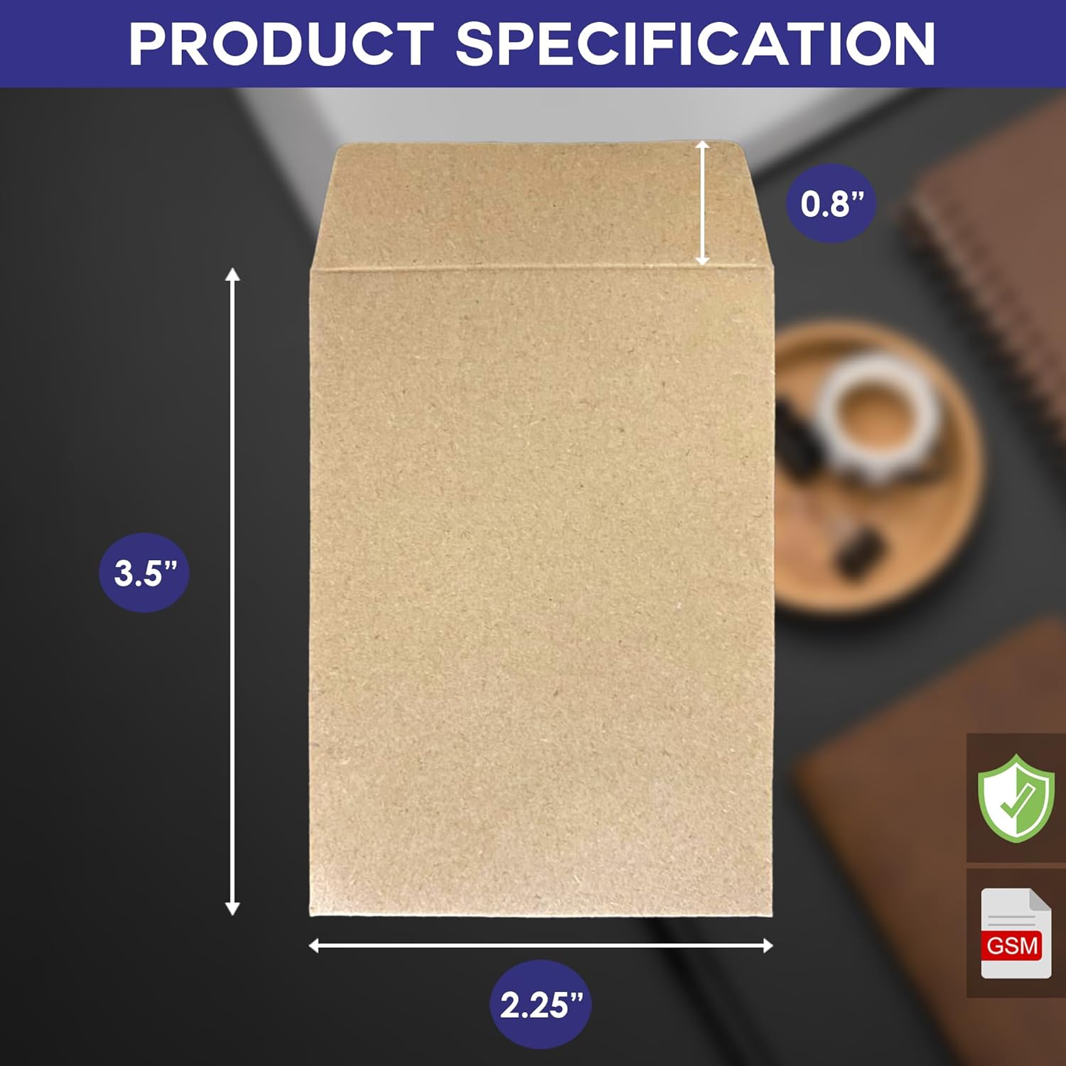 #1 Coin Envelopes Durable Kraft 2.25"x3.5", 250 Pcs Small Key Envelope with Gummed Flap, Seed Envelopes for Storing Seeds, Tip Envelope for Cash - Image 2