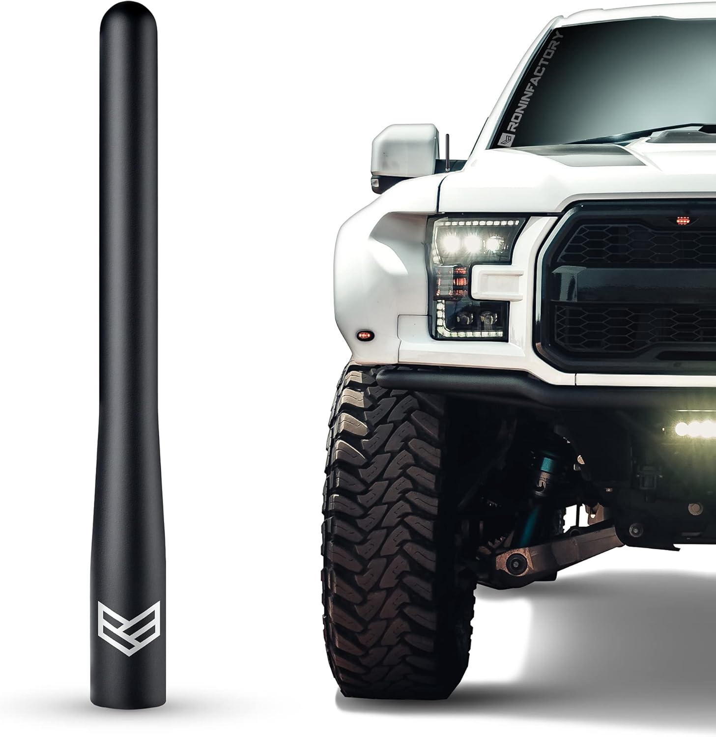 RONIN FACTORY Truck Antenna for Ford F150 F250 F350 Super Duty Raptor Bronco (21-23) Lightning Dodge RAM 1500 Accessories - Anti Theft - Carwash Safe - Short Antenna F150 (4 Inch)