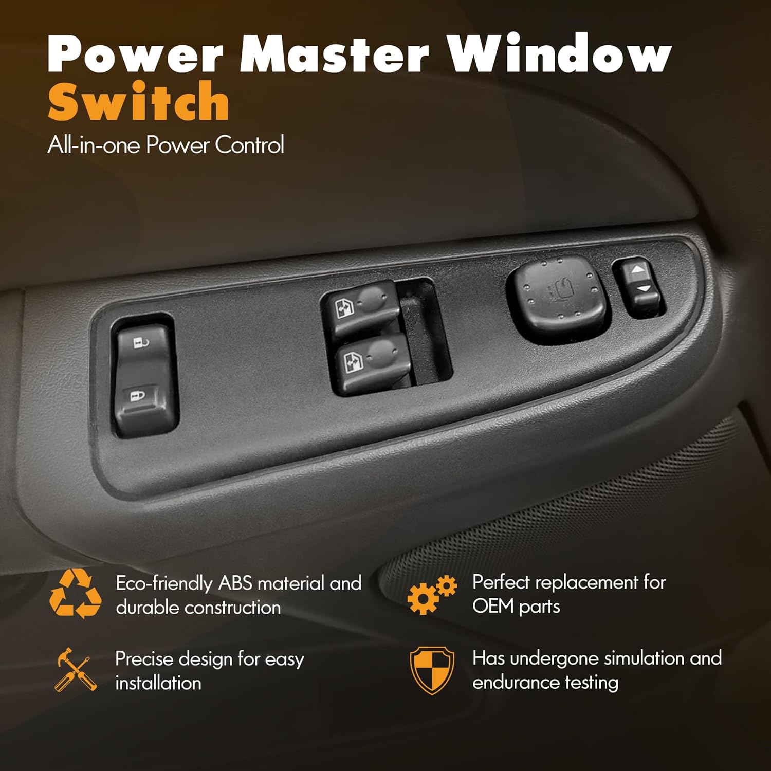 ASOPARTS 15883322 Driver Side Power Window Switch and Black Bezel Assembly with Folding Mirror Switch Fit for 2003-2007 Chevrolet Silverado, 2003-2007 GMC Sierra 920-024 Replaces DWS-248 - Image 2